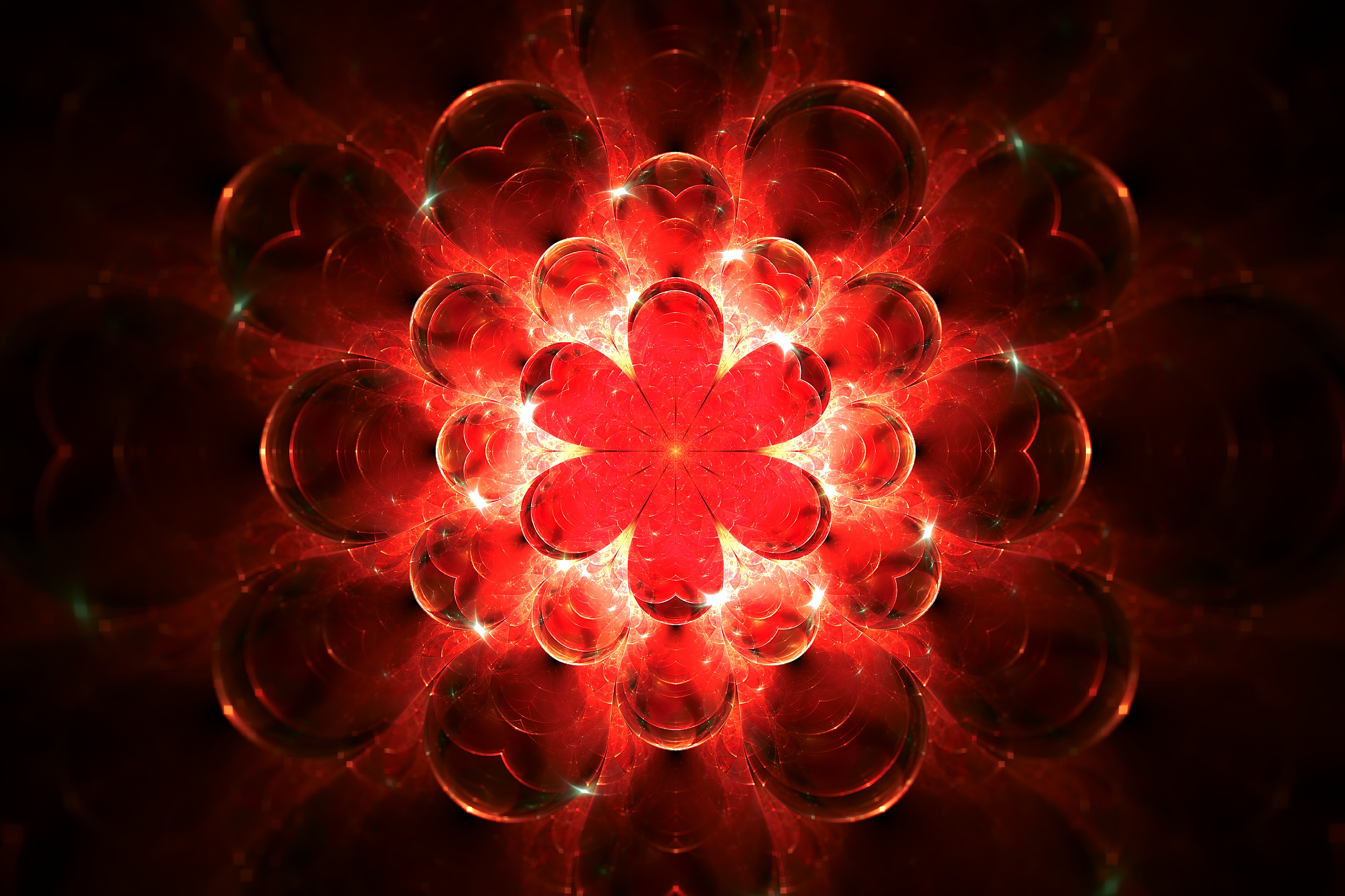Download mobile wallpaper Glow, Flower, Bright, Fractal, Abstract for free.