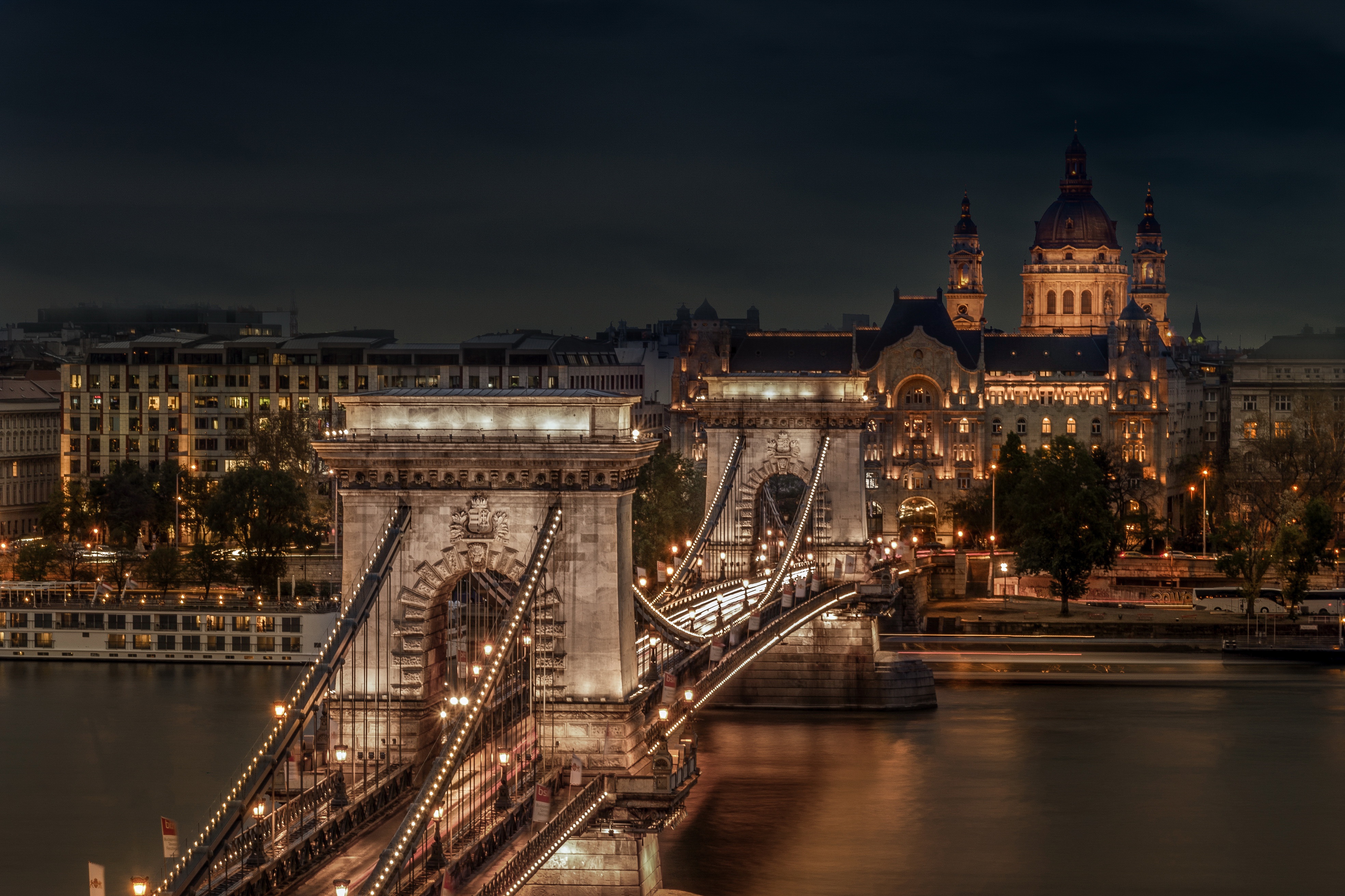 Download mobile wallpaper Bridges, City, Bridge, Hungary, Budapest, Man Made, Chain Bridge for free.