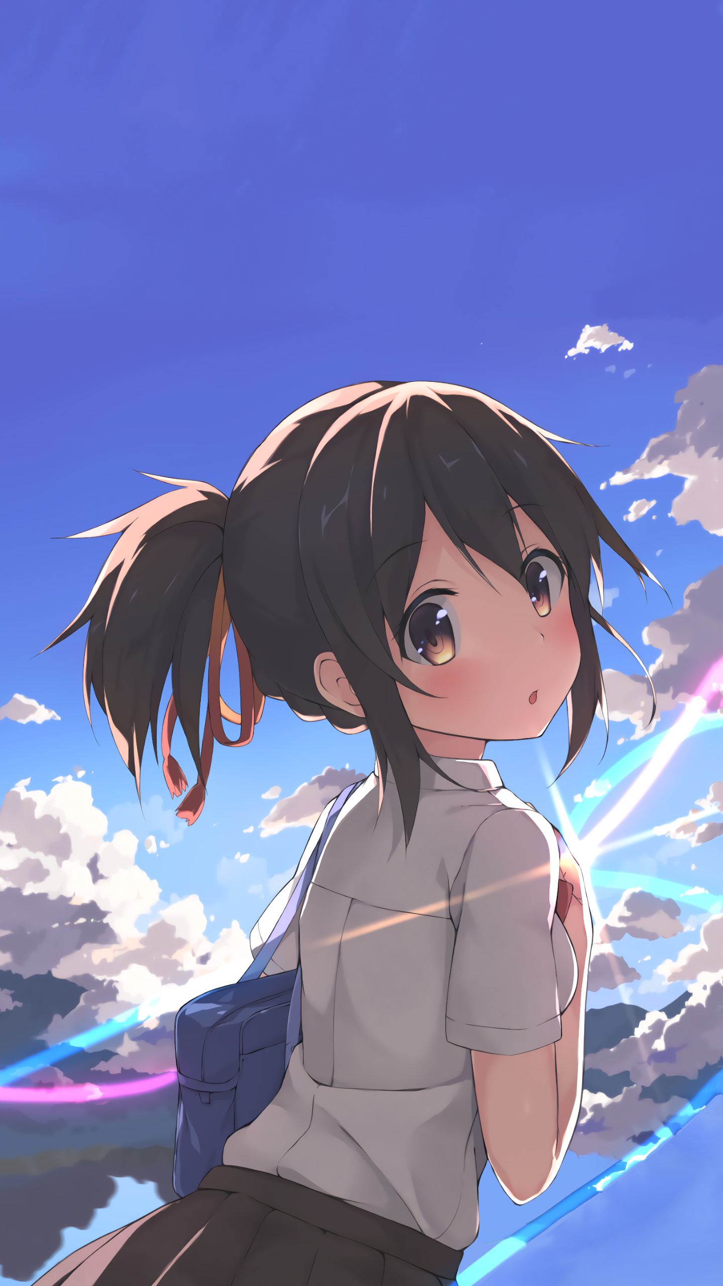 Descarga gratuita de fondo de pantalla para móvil de Nube, Animado, Kimi No Na Wa, Mitsuha Miyamizu.
