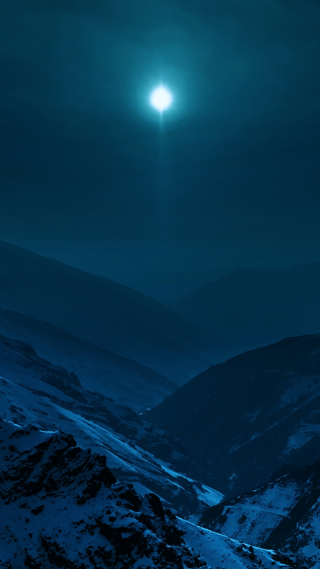 Descarga gratuita de fondo de pantalla para móvil de Paisaje, Naturaleza, Cielo, Montañas, Noche, Luna, Nieve, Montaña, Tierra/naturaleza.