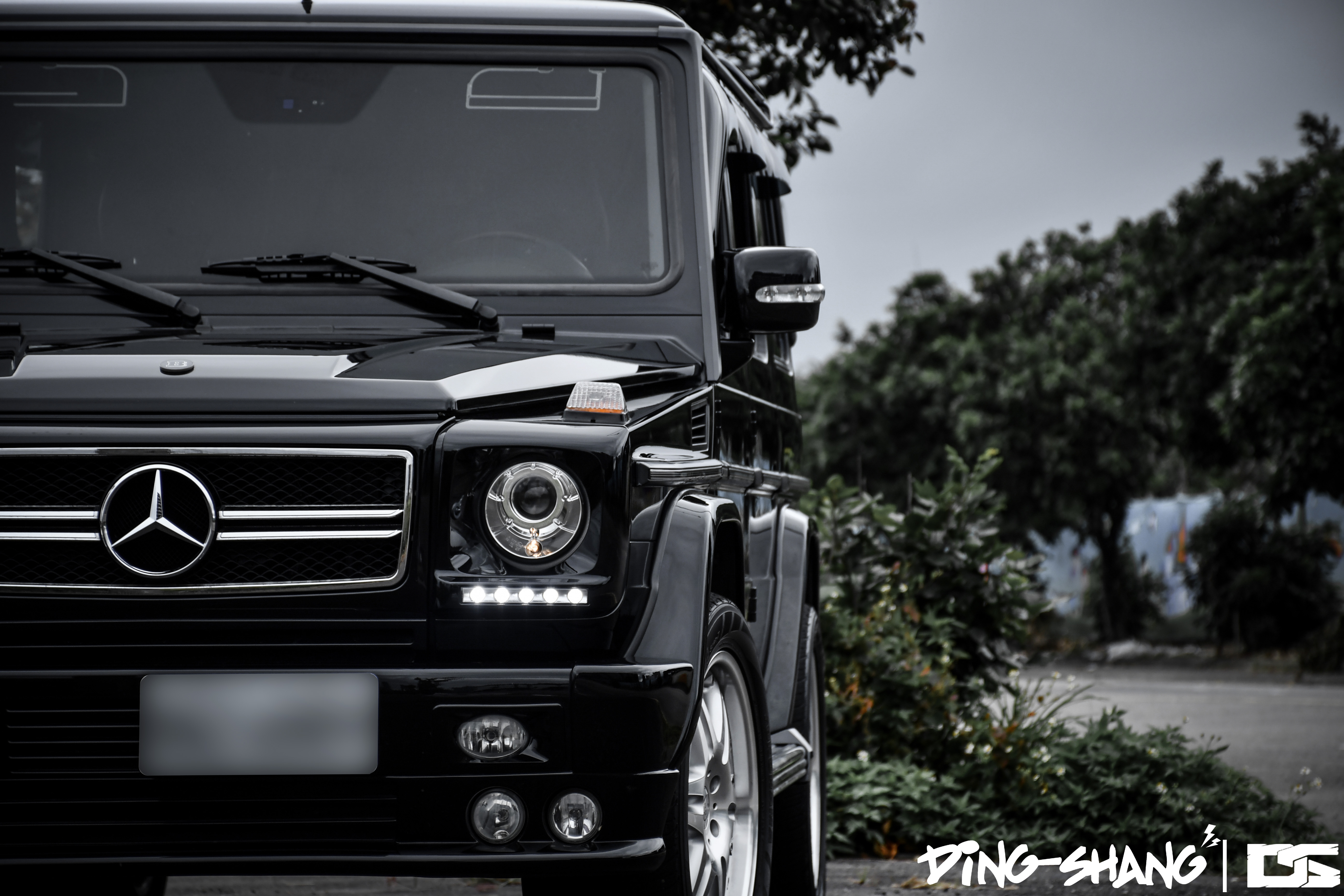 suv, brabus, cars, mercedes benz g500, front view, black, luxurious