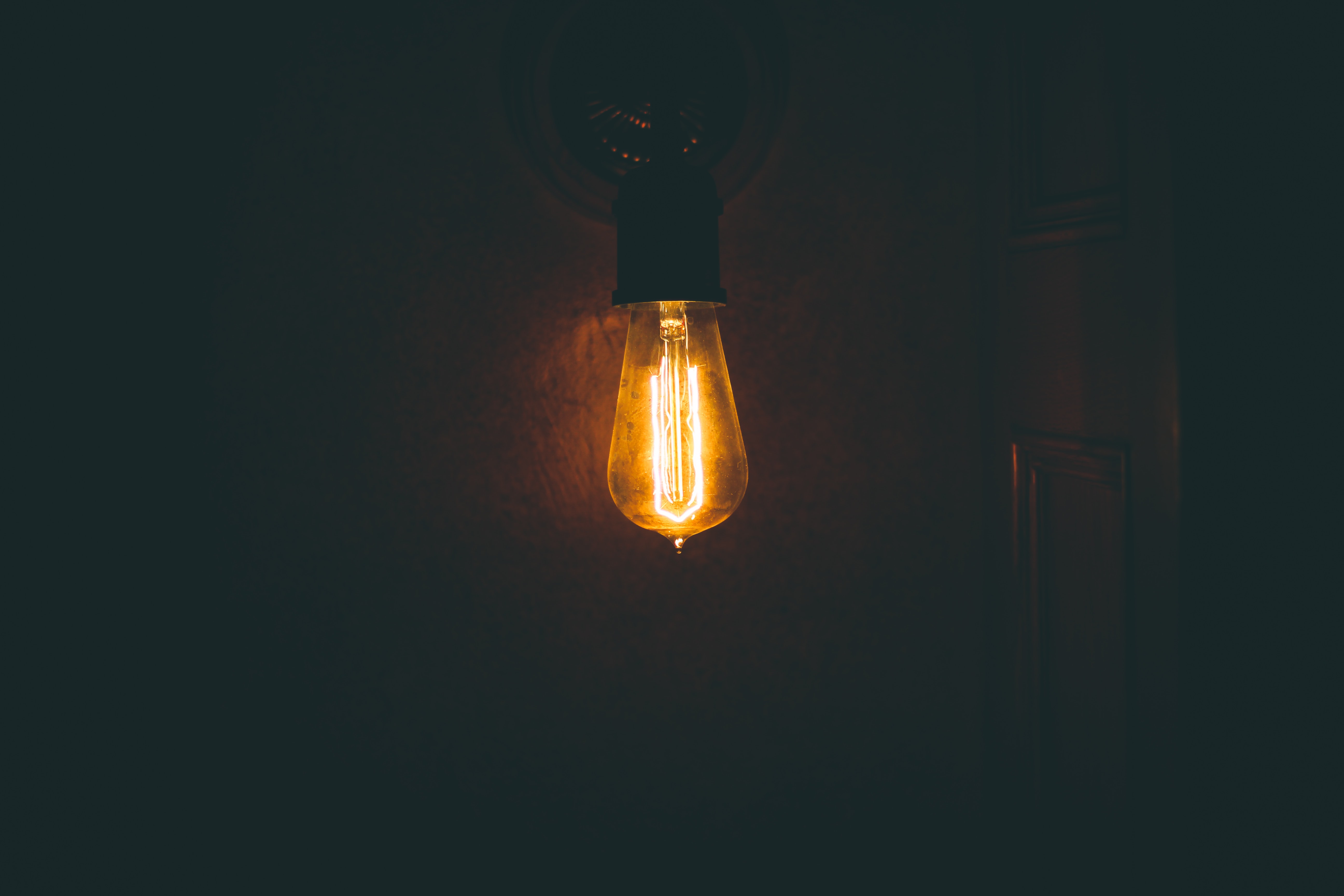 lamp, dark, wall, glow