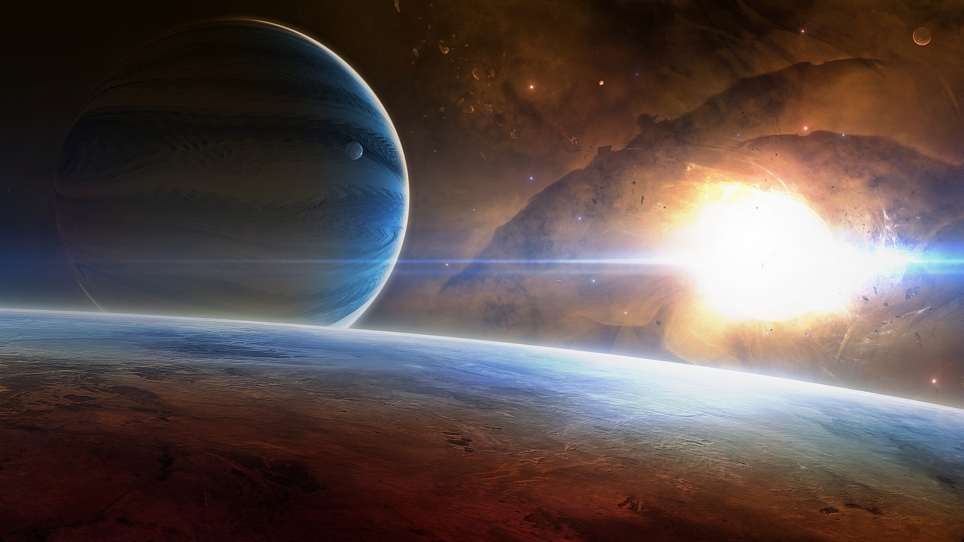 Download mobile wallpaper Universe, Nebula, Space, Planet, Sci Fi, Star, Planetscape for free.
