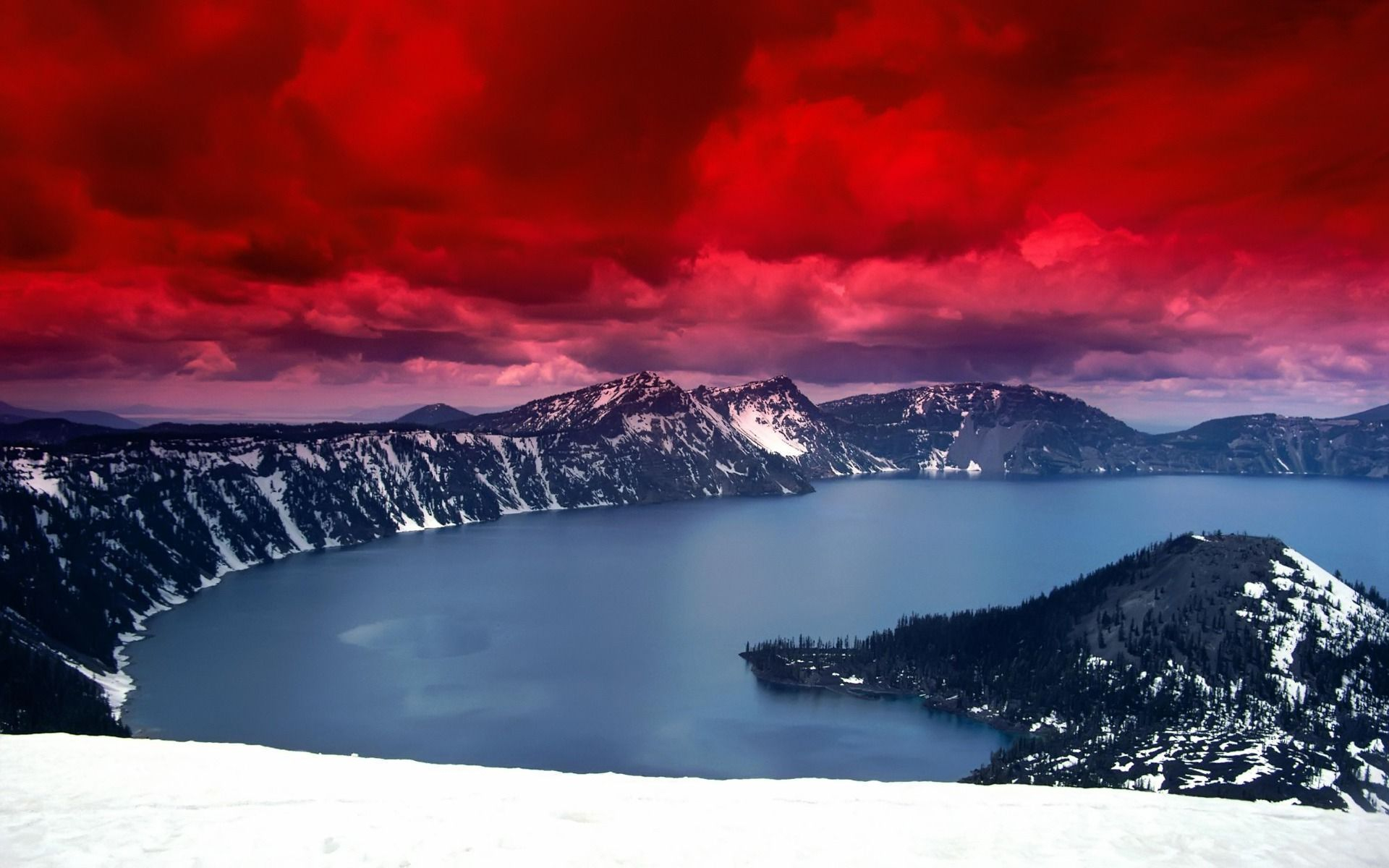PCデスクトップに湖, 山, 地球, 空, クラウド画像を無料でダウンロード