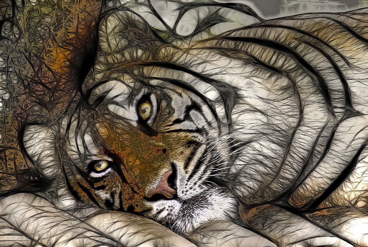 Download mobile wallpaper Animals, Art, Tigers, Pictures for free.