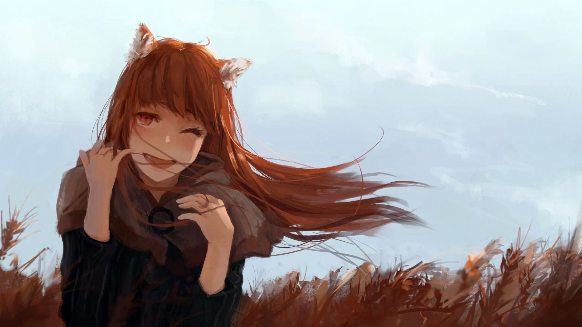 anime, spice and wolf, holo (spice & wolf), wheat