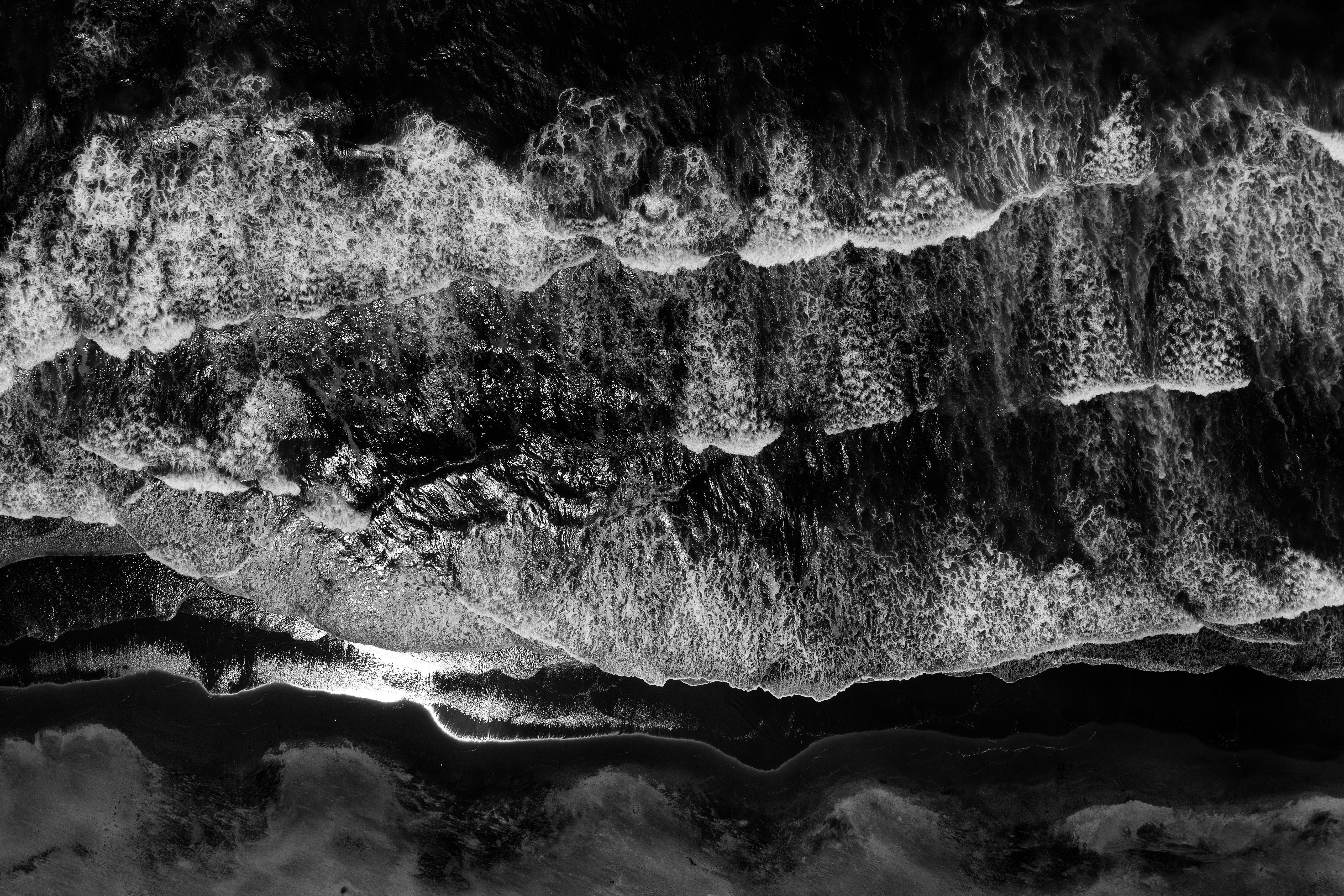 Download mobile wallpaper Chb, Waves, View From Above, Sea, Bw for free.