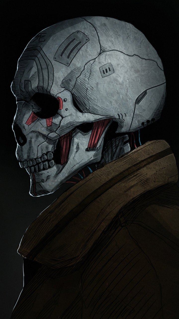 Download mobile wallpaper Robot, Sci Fi, Skull for free.