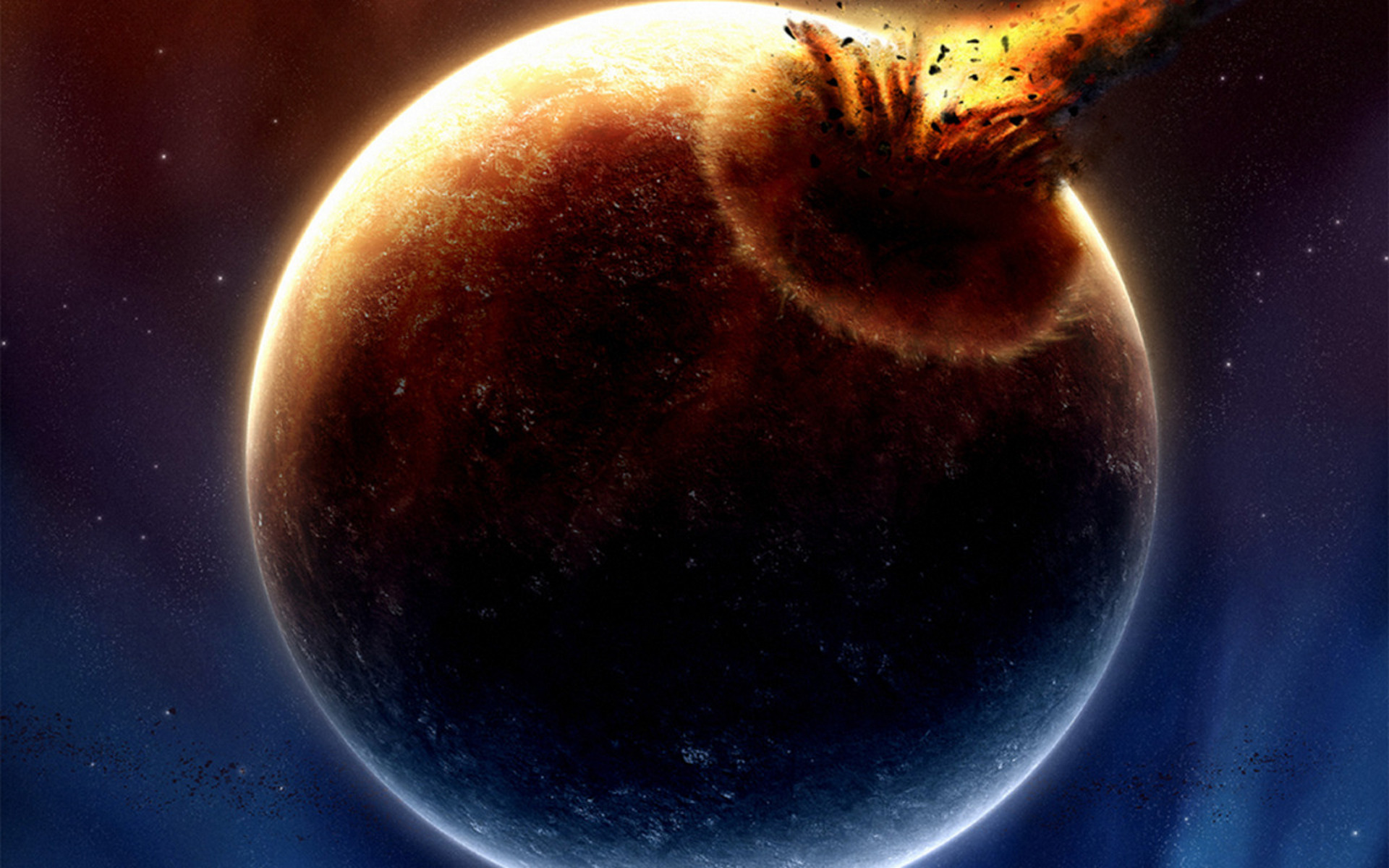 Download mobile wallpaper Planet, Sci Fi, Collision for free.