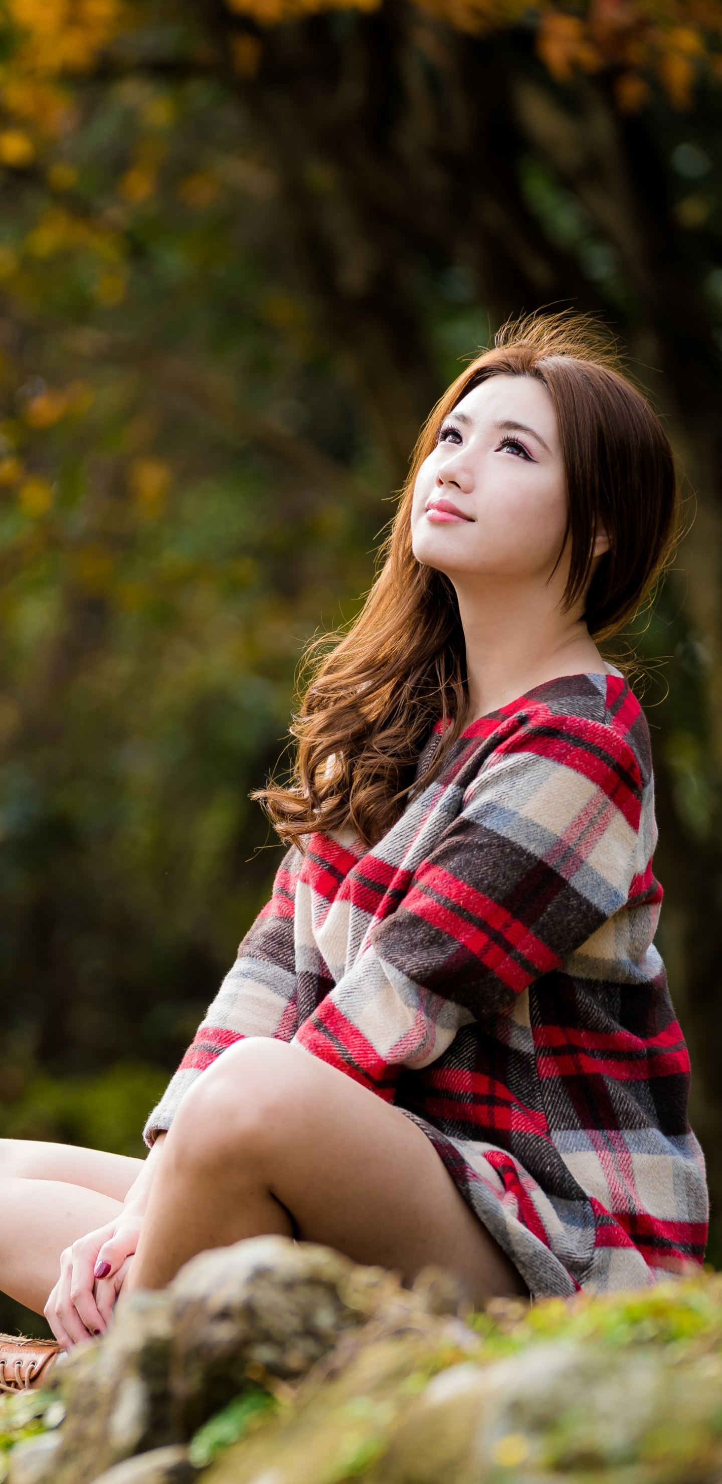 Download mobile wallpaper Brunette, Model, Women, Asian, Brown Eyes, Long Hair, Depth Of Field for free.