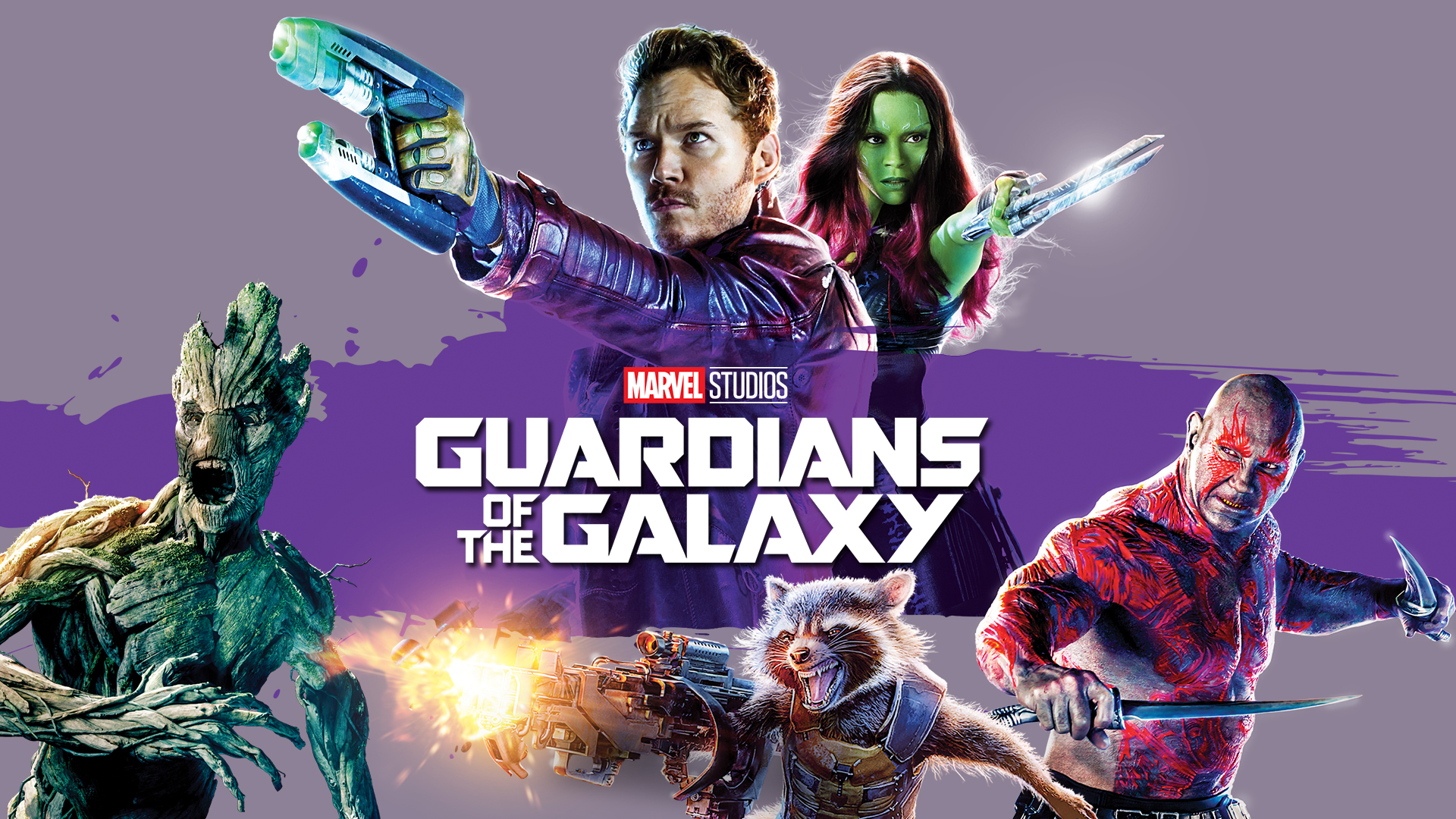 Descarga gratuita de fondo de pantalla para móvil de Películas, Guardianes De La Galaxia, Mapache Cohete, Señor De Las Estrellas, Drax El Destructor, Gamora, Groot.