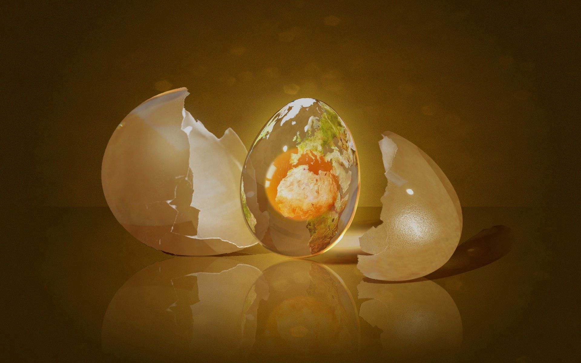 3d, egg, shine, light, form, shell