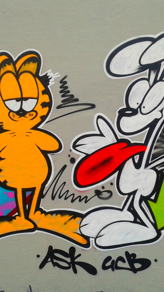 Download mobile wallpaper Cartoon, Graffiti, Artistic, Garfield for free.