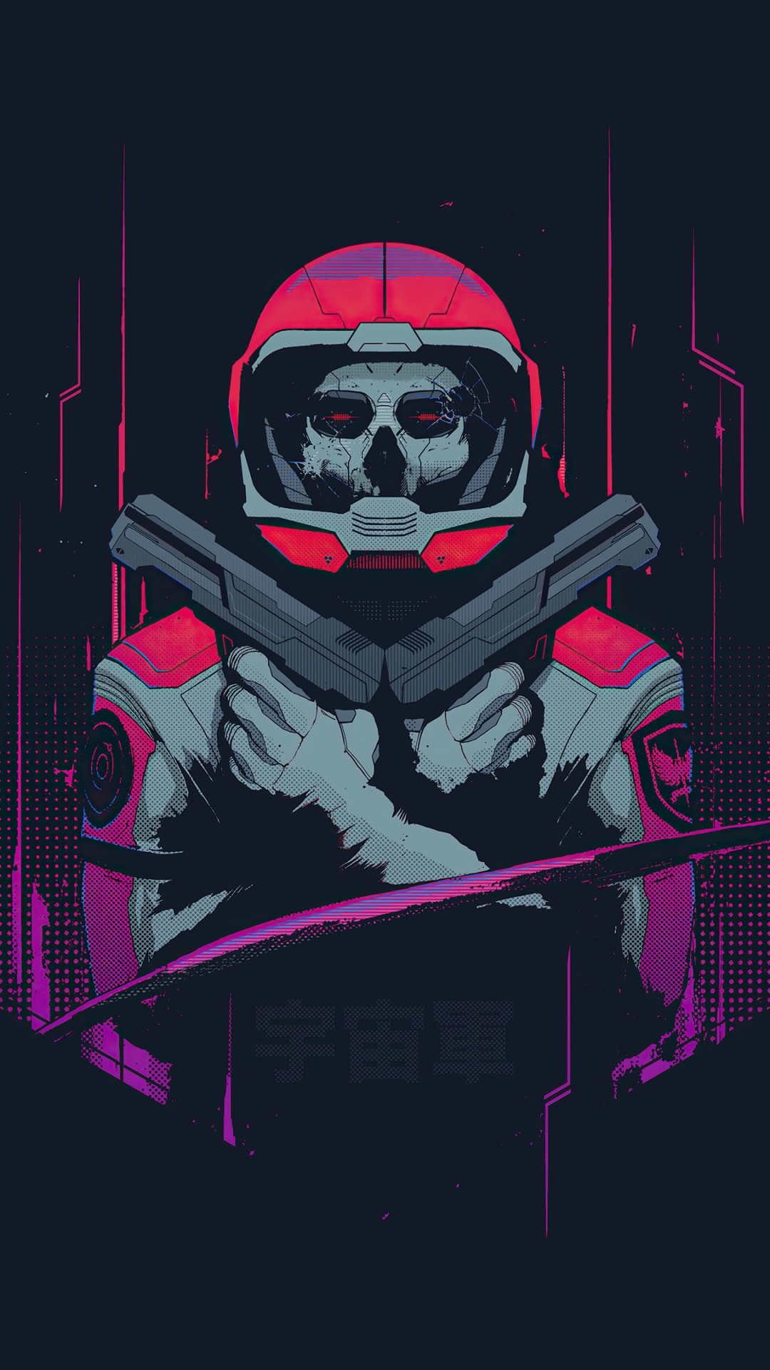 Download mobile wallpaper Dark, Cyberpunk, Sci Fi, Skull, Astronaut, Gun for free.
