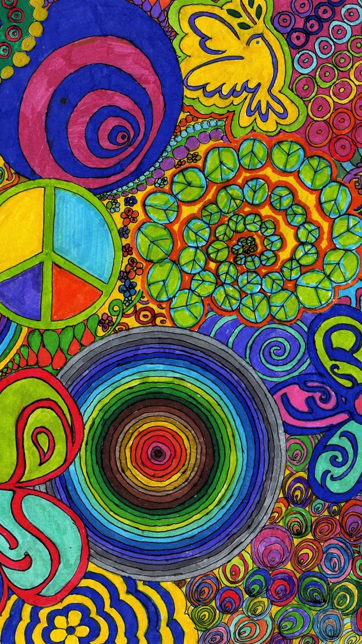 Download mobile wallpaper Colors, Colorful, Artistic, Psychedelic, Peace Sign for free.