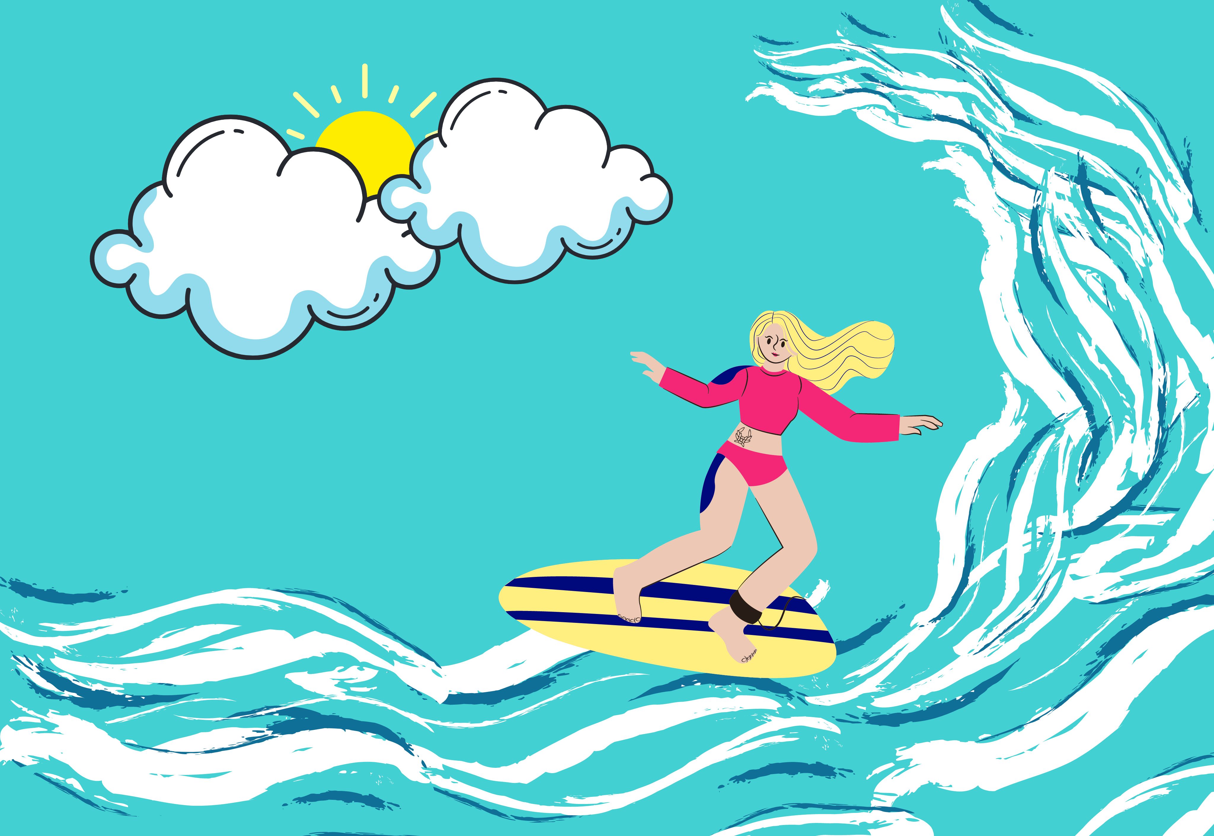 Download mobile wallpaper Cartoon, Sports, Surfing for free.