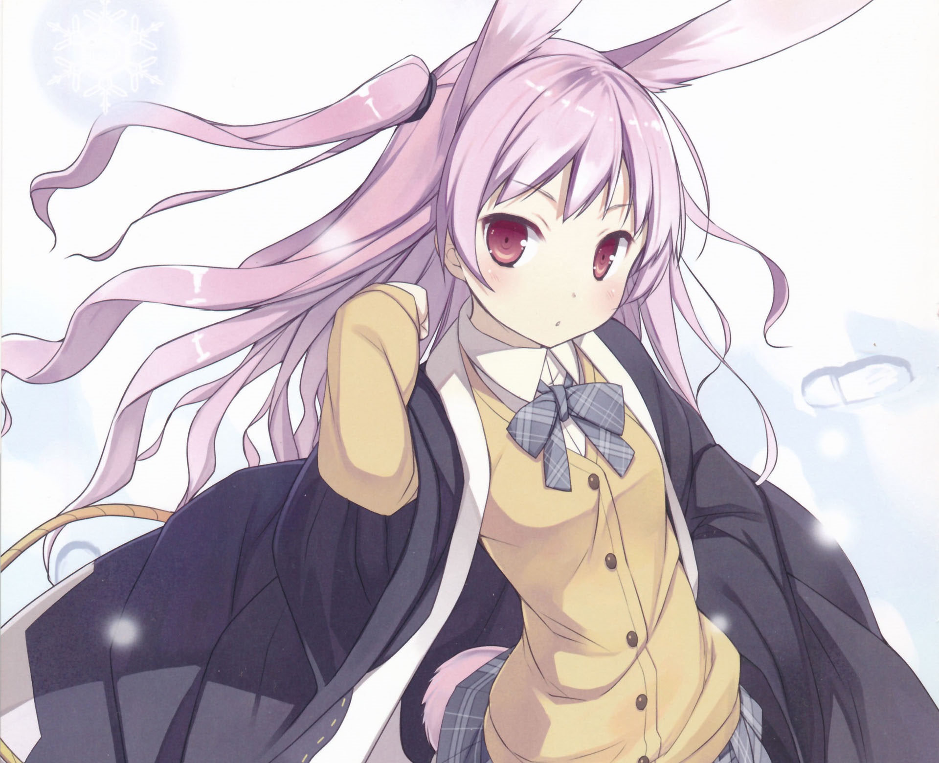 Free download wallpaper Anime, Tail, Original, Blush, Red Eyes, Long Hair, Purple Hair, Bow (Clothing), Bunny Ears on your PC desktop