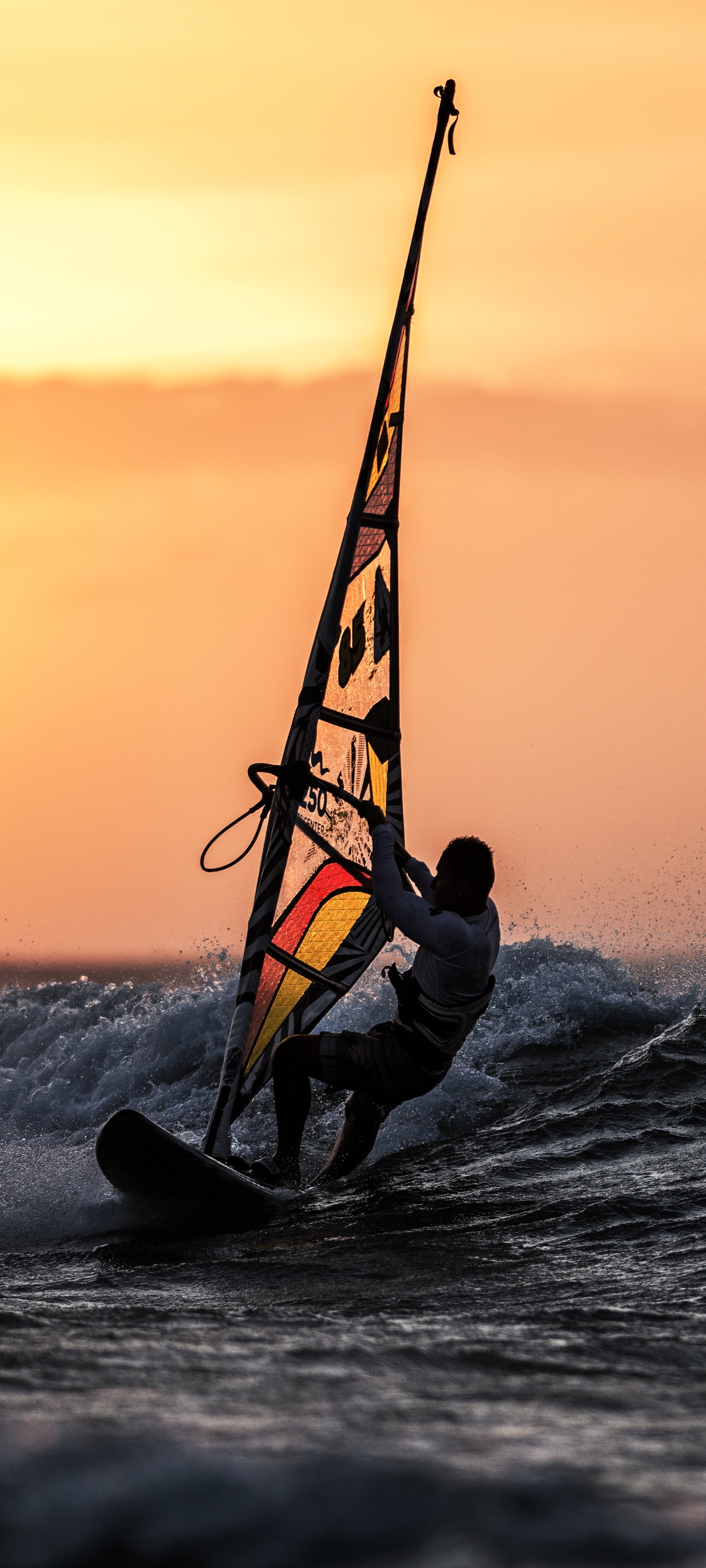 Download mobile wallpaper Sports, Sunset, Sun, Windsurfing for free.