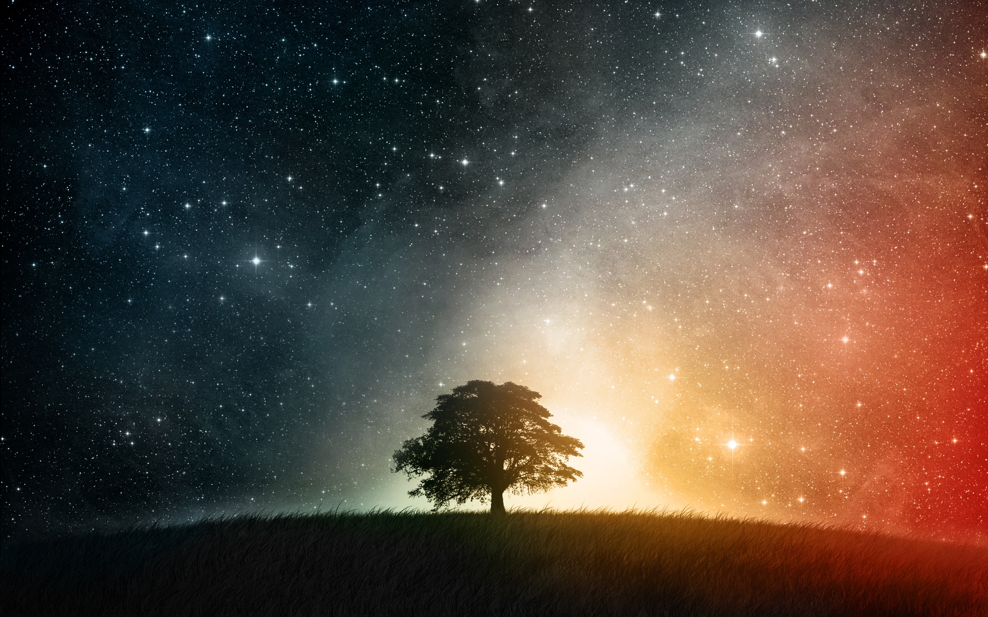 Free download wallpaper Nature, Trees, Stars, Landscape, Sky on your PC desktop