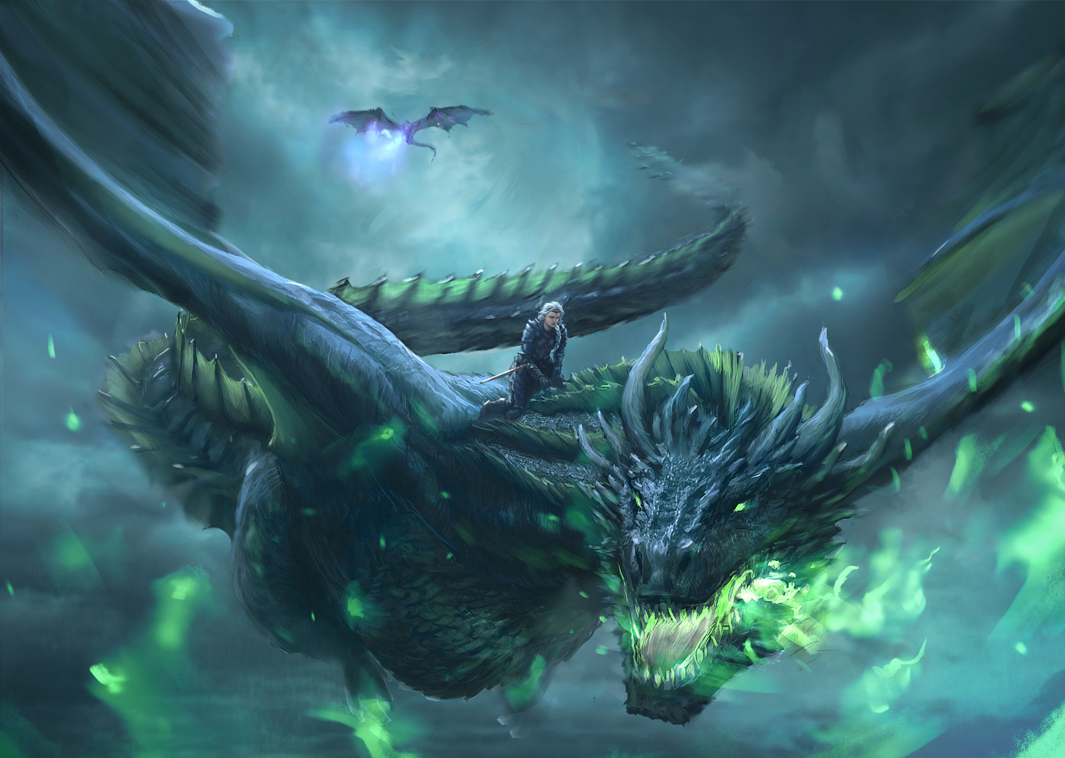 Free download wallpaper Fantasy, Dragon, Woman Warrior on your PC desktop