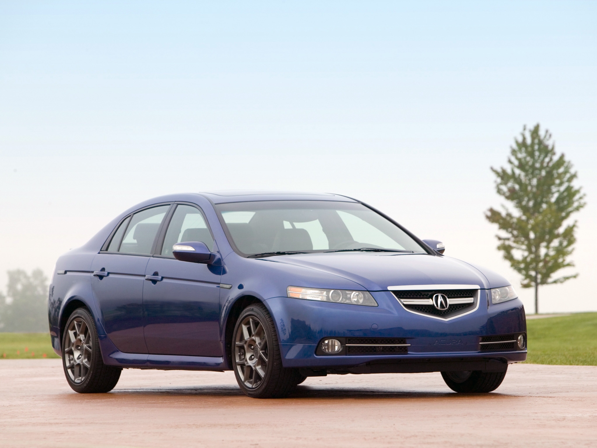 auto, nature, grass, sky, acura, cars, blue, wood, tree, side view, style, akura, tl, 2007 HD wallpaper