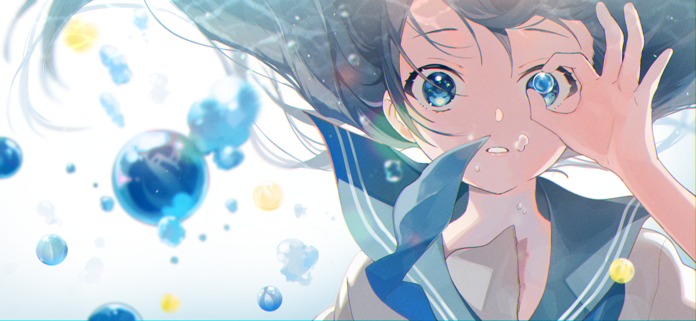 Laden Sie das Mädchen, Unterwasser, Seifenblase, Animes-Bild kostenlos auf Ihren PC-Desktop herunter