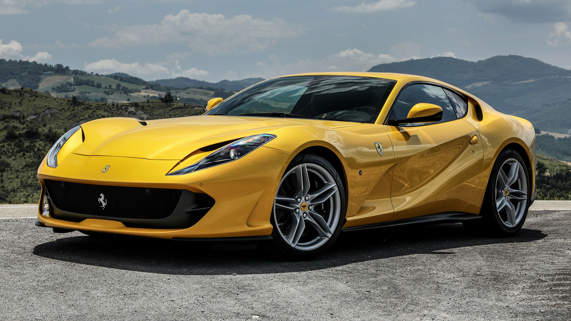 Download mobile wallpaper Ferrari, Car, Supercar, Ferrari 812 Superfast, Vehicles, Yellow Car for free.