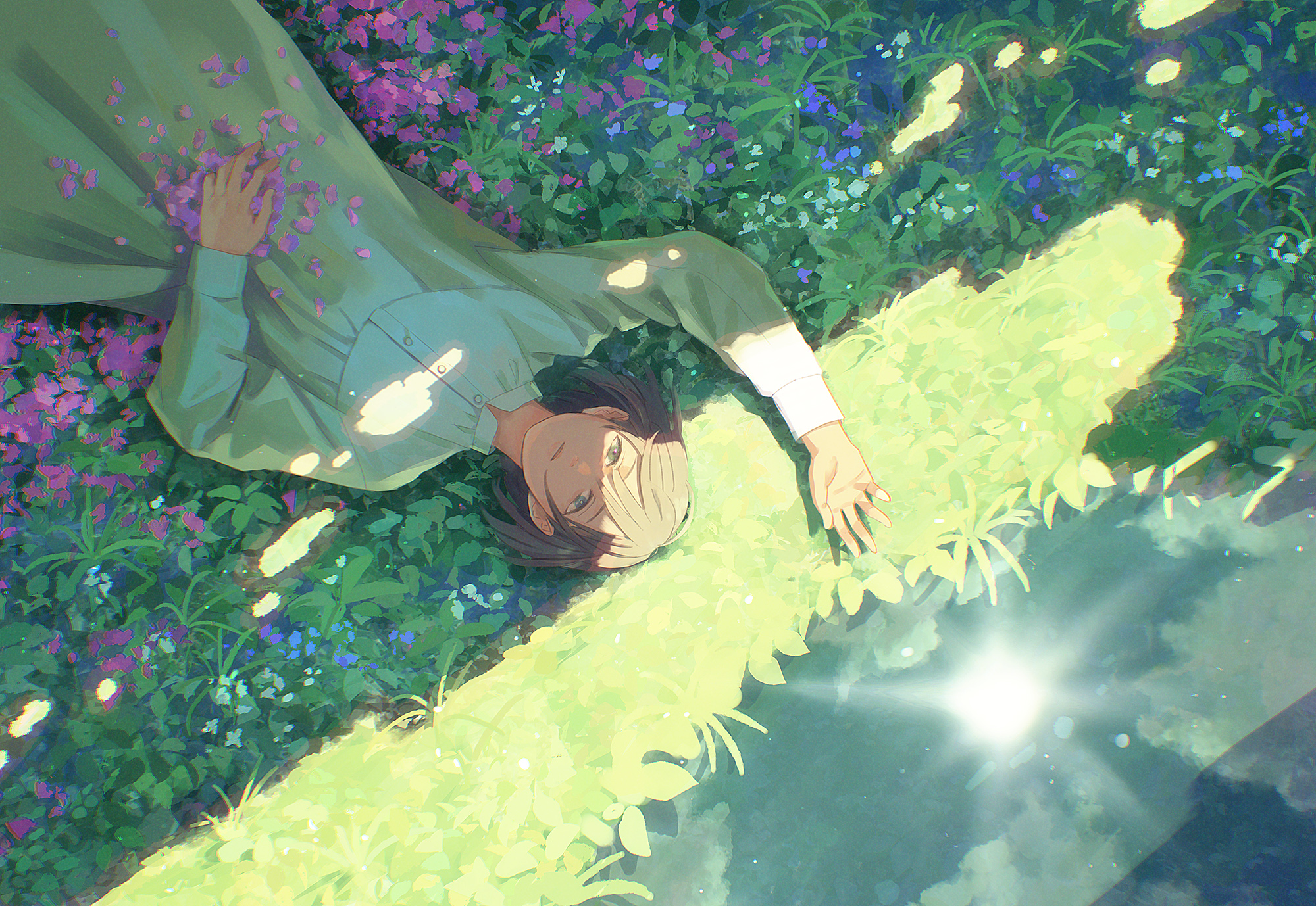 Download mobile wallpaper Anime, Girl, Lying Down for free.