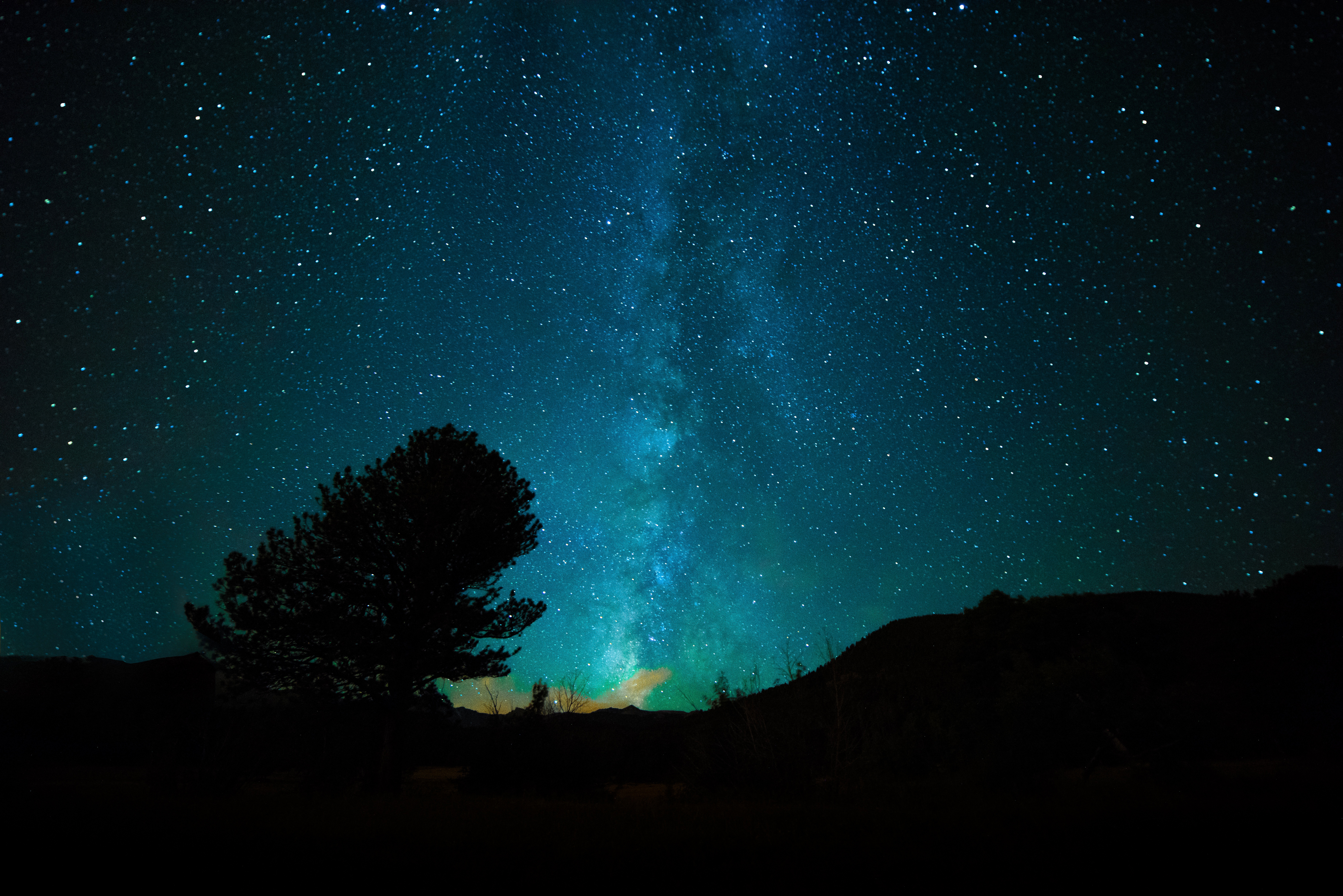 Free download wallpaper Nature, Stars, Night, Silhouette, Starry Sky, Milky Way, Sci Fi on your PC desktop