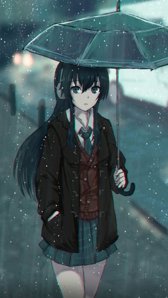 Download mobile wallpaper Anime, Rain, Umbrella, Original for free.