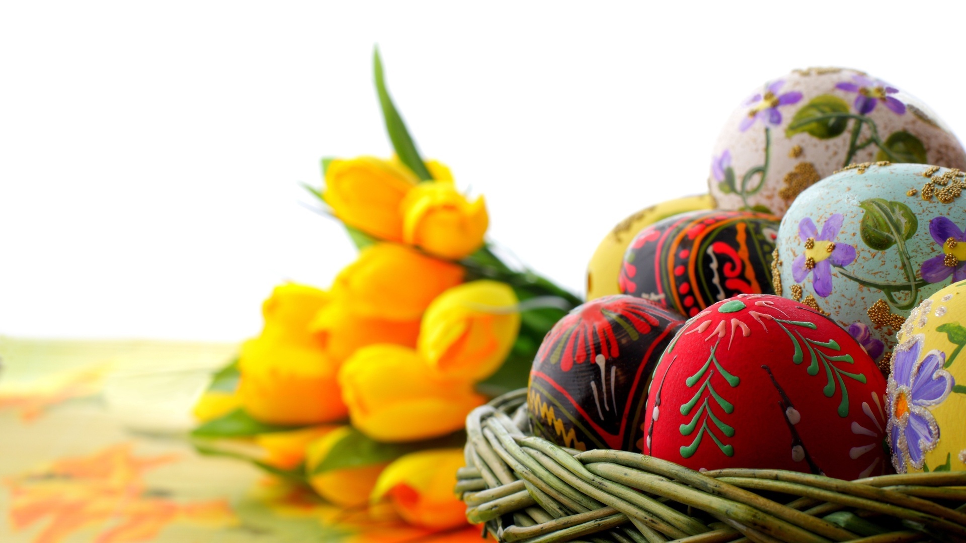 Скачать обои бесплатно Праздники, Цветы, Яйца, Пасха картинка на рабочий стол ПК