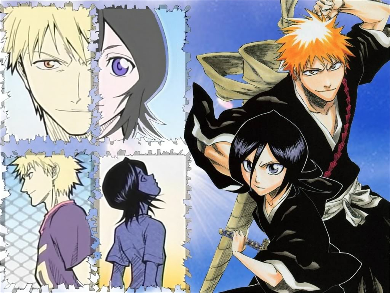 Handy-Wallpaper Bleach, Rukia Kuchiki, Animes, Ichigo Kurosaki kostenlos herunterladen.