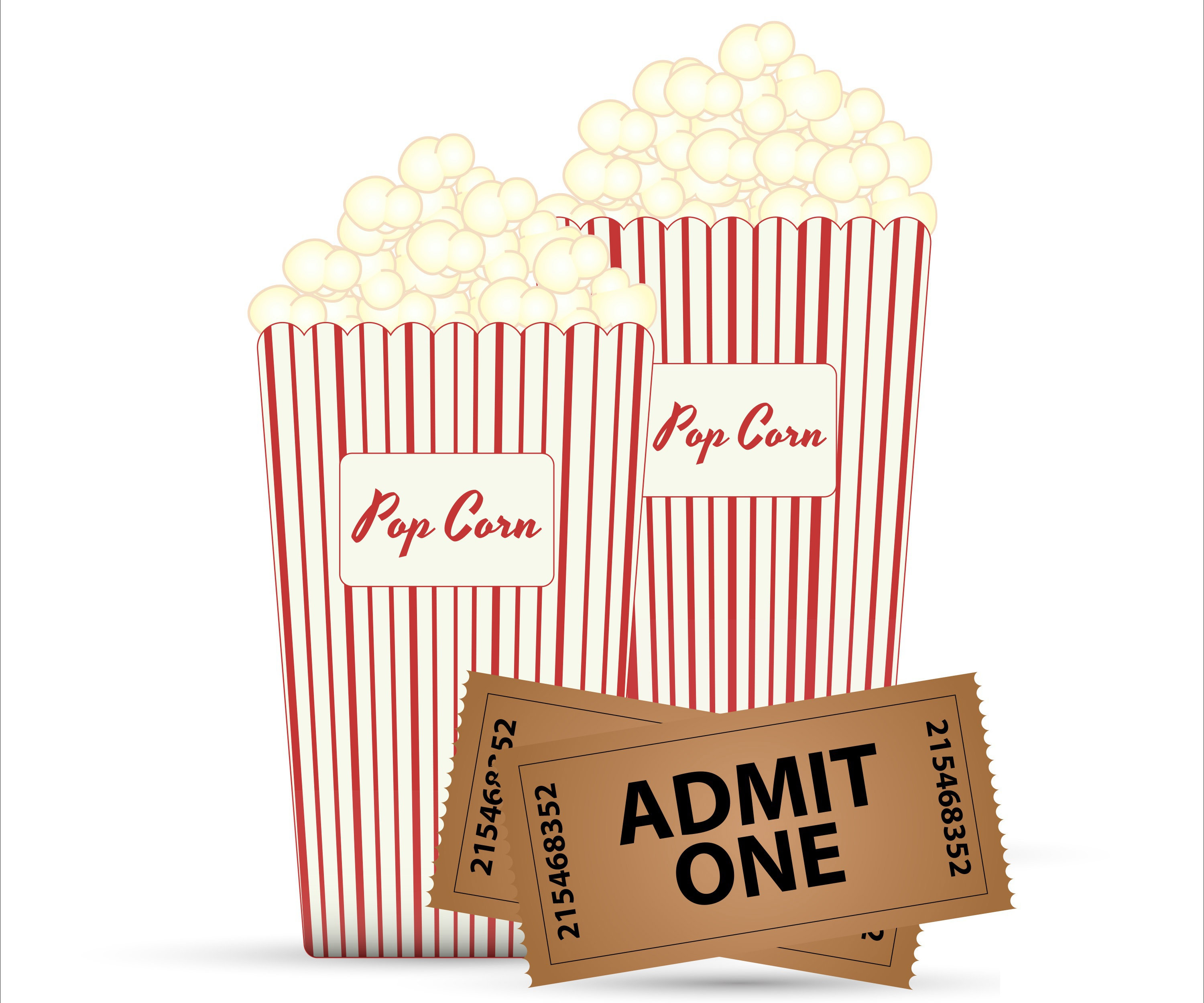 movie, popcorn, ticket