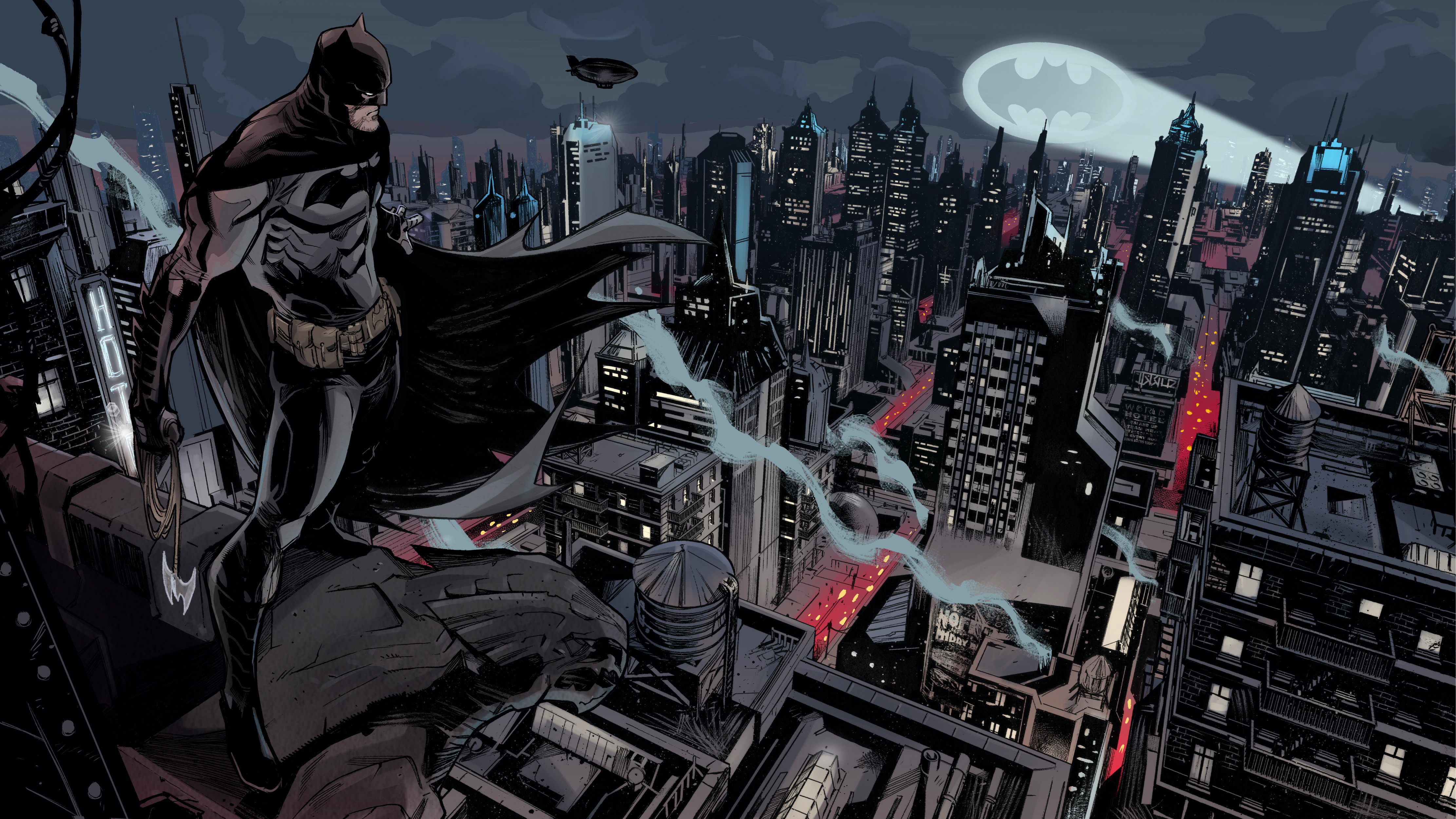 comics, batman, bat signal, dc comics, gotham city