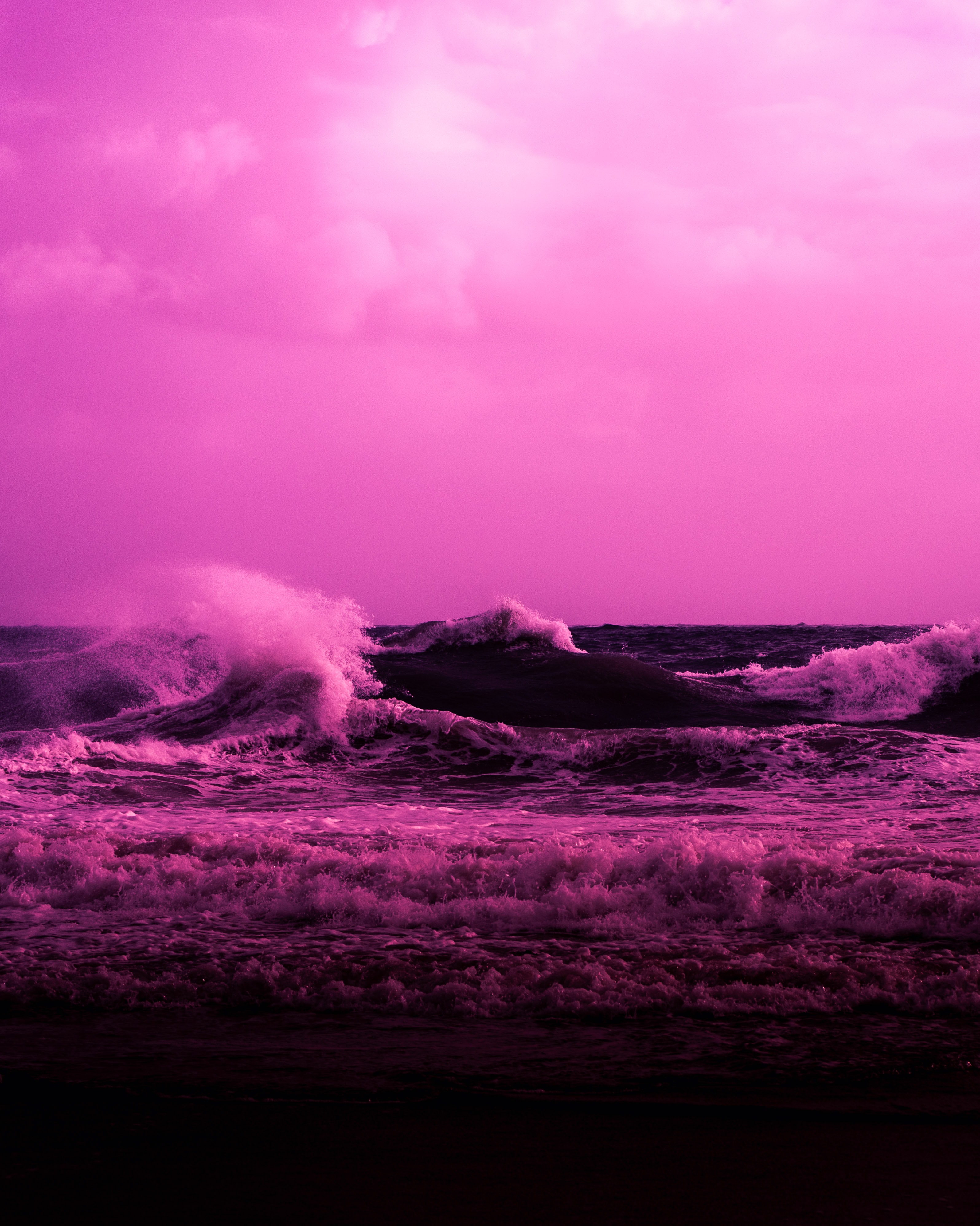 Скачать картинку Волны, Вода, Море, Природа, Розовый в телефон бесплатно.