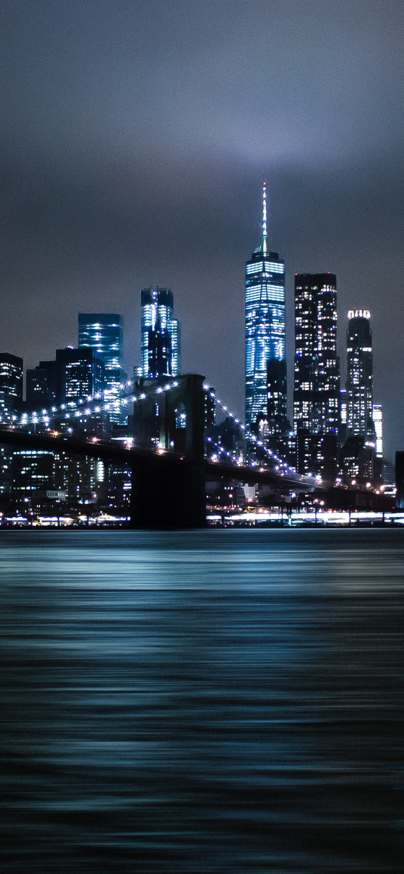 Descarga gratuita de fondo de pantalla para móvil de Ciudades, Noche, Nueva York, Puente De Brooklyn, Hecho Por El Hombre.