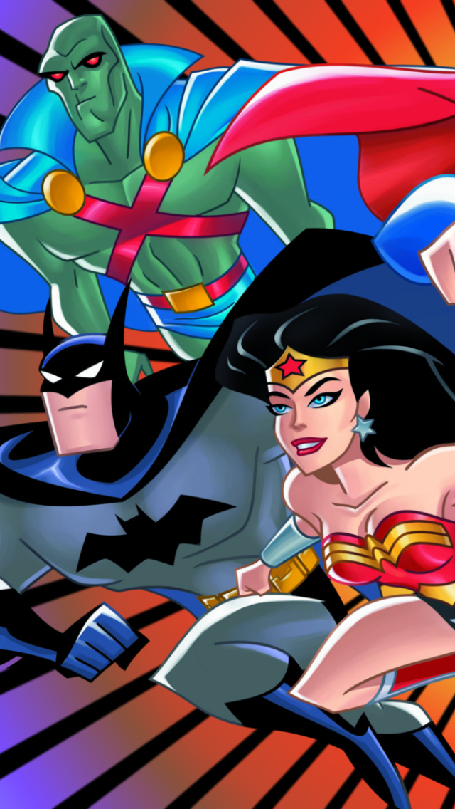 Download mobile wallpaper Batman, Tv Show, Dc Comics, Diana Prince, Wonder Woman, Martian Manhunter, Justice League for free.