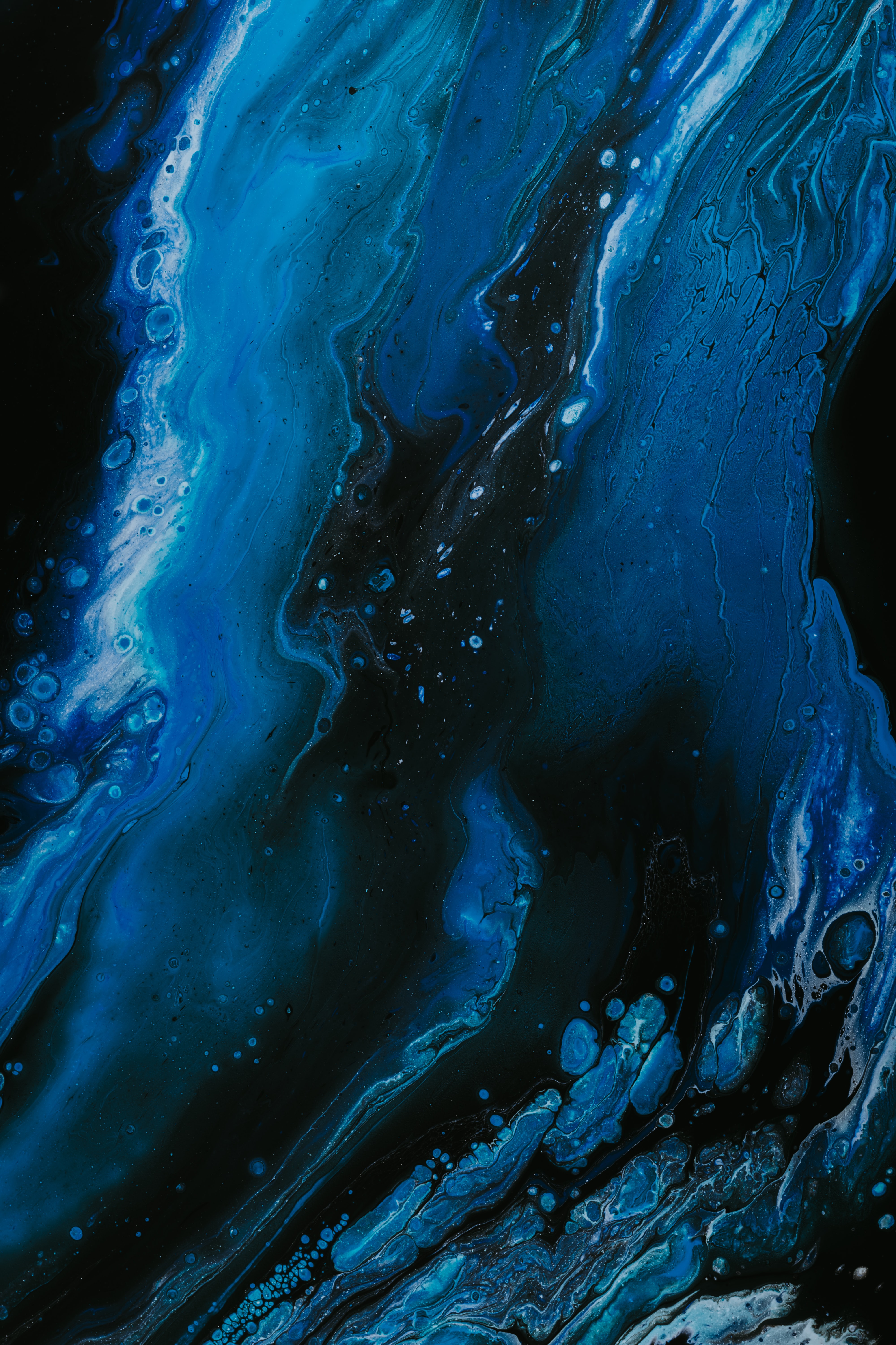 fluid art, paint, divorces, black, abstract, blue, fifth HD wallpaper
