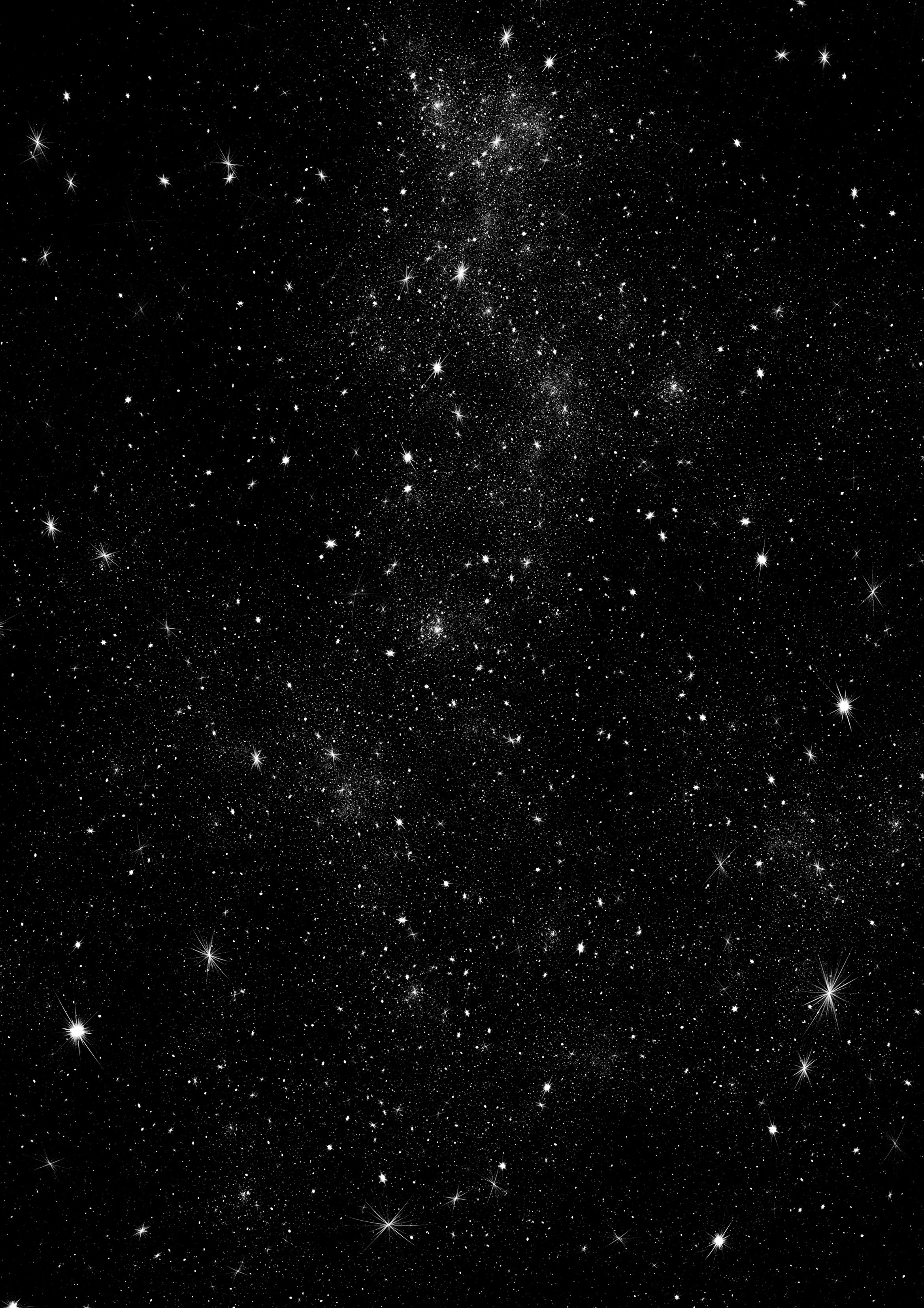 105343 скачать картинку чб, звезды, космос, сияние, блеск - обои и заставки бесплатно