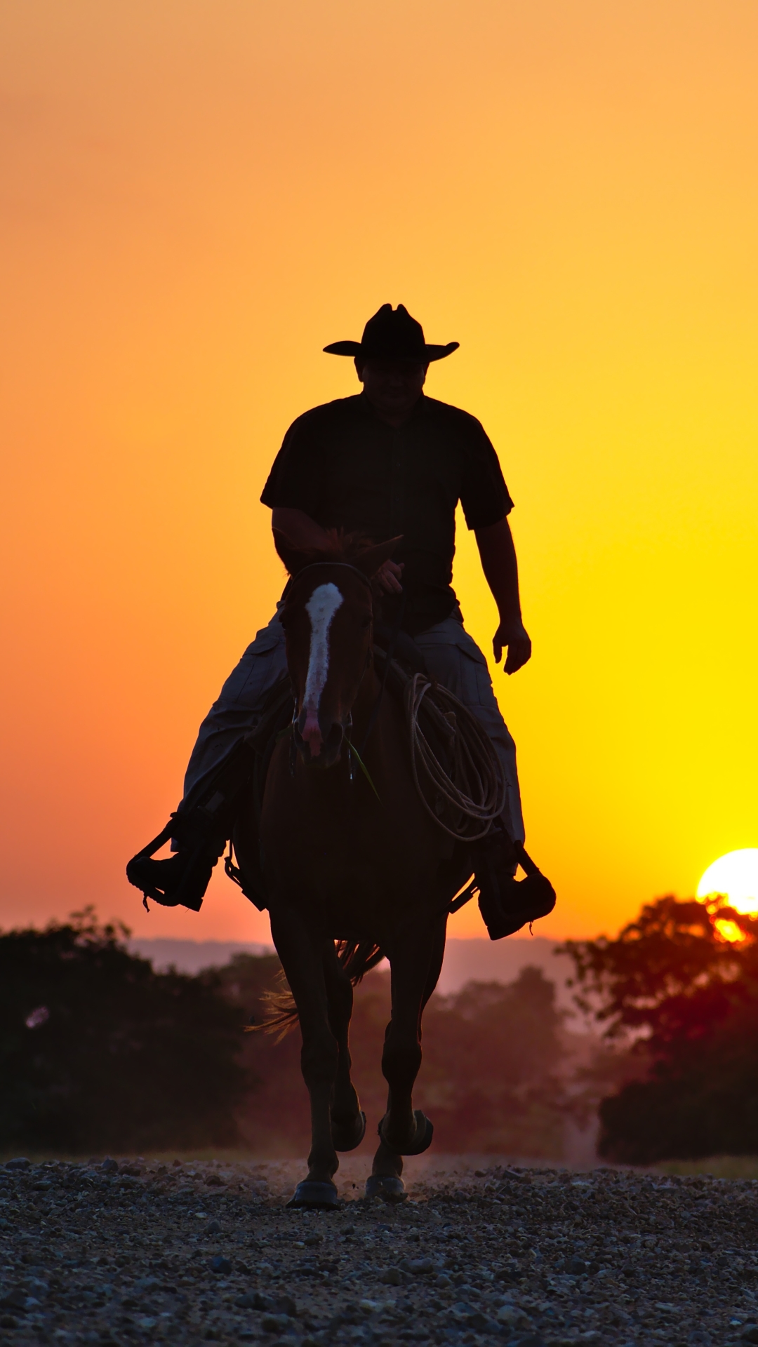 Descarga gratuita de fondo de pantalla para móvil de Silueta, Caballo, Vaquero, Fotografía, Atardecer, Puesta De Sol.