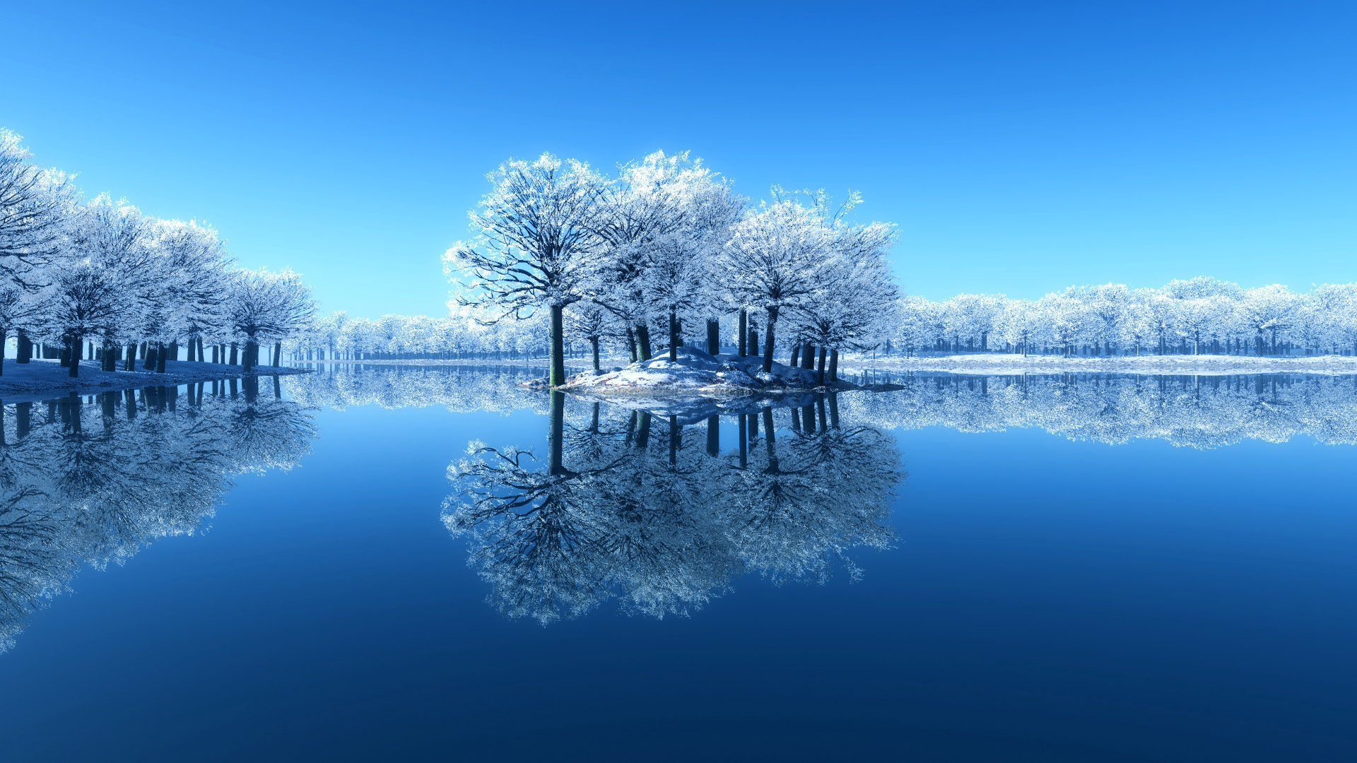 無料モバイル壁紙冬, 自然, 水, 木, 雪, 湖, 反射, 青い, 地球, 風光明媚なをダウンロードします。