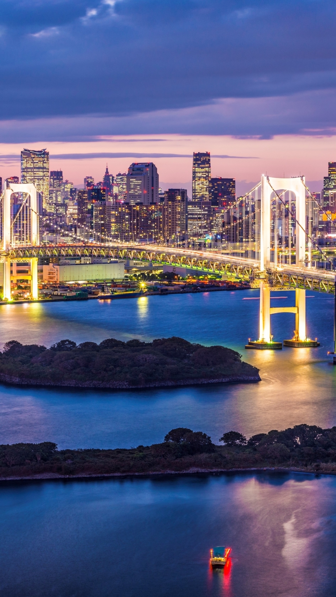 無料モバイル壁紙橋, 街, 建物, ブリッジ, 日本, 東京, レインボーブリッジ, マンメイド, 東京湾をダウンロードします。