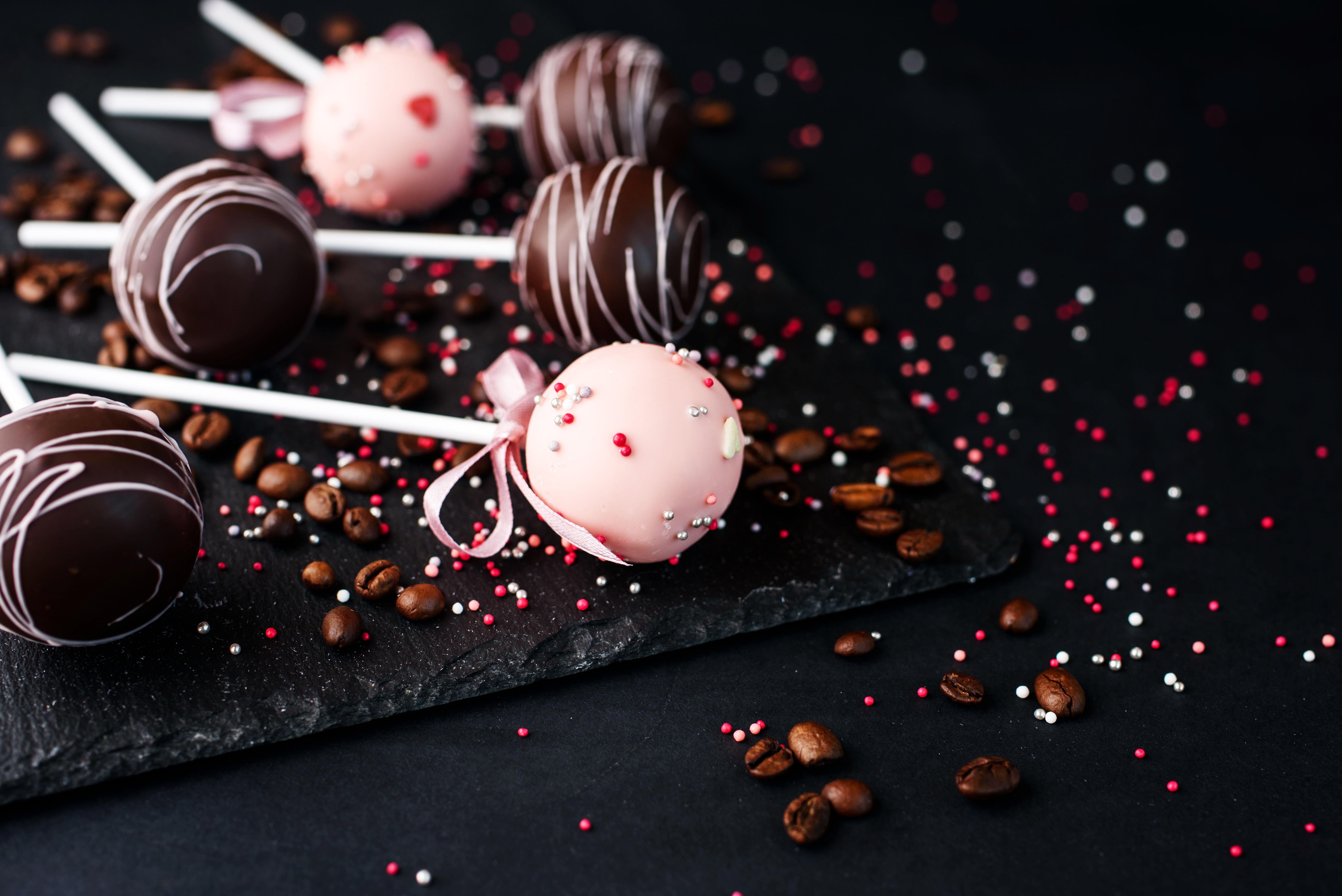 Download mobile wallpaper Food, Chocolate, Coffee Beans, Sweets, Lollipop for free.