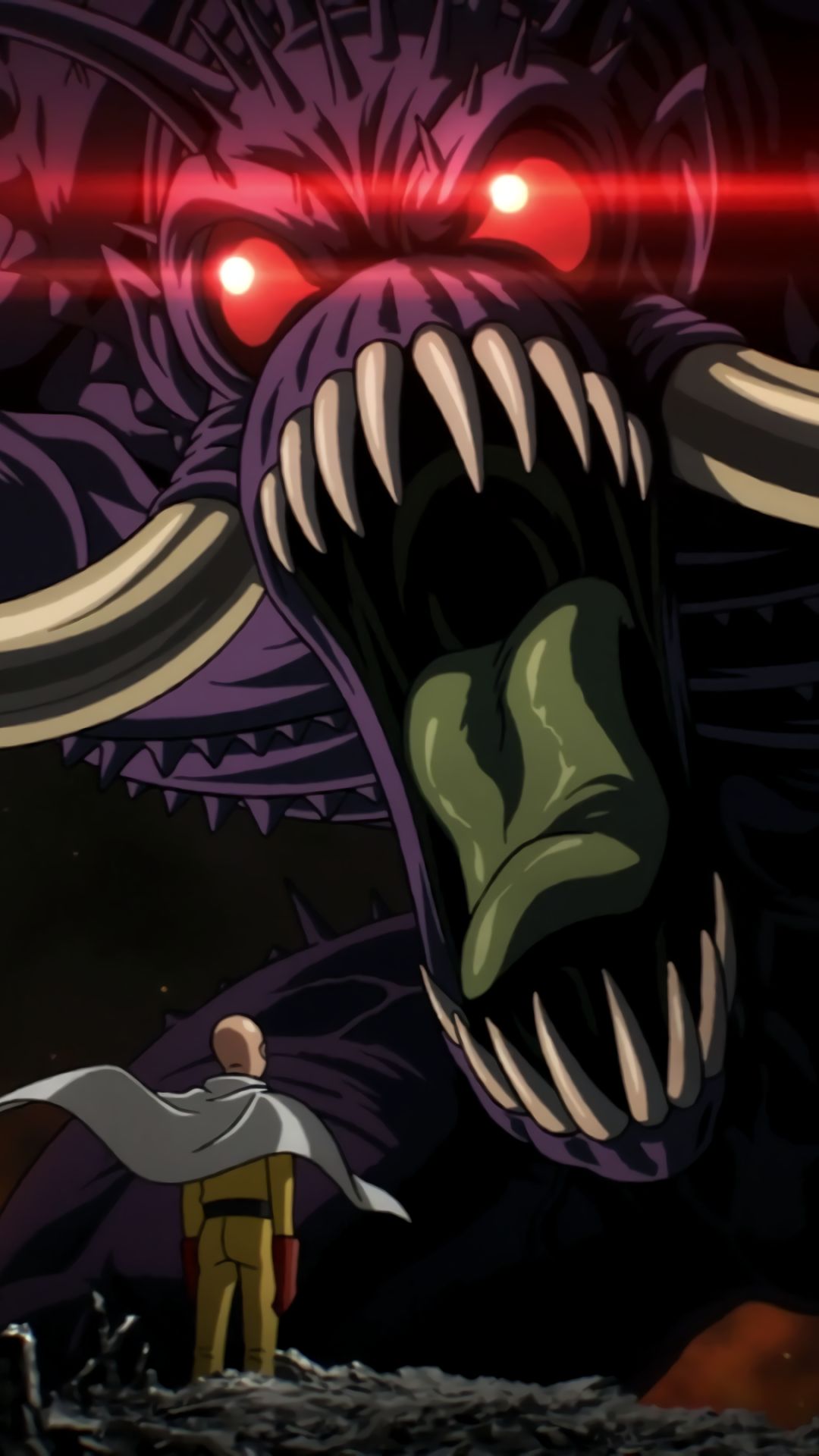 one punch man, anime, cape, claws, monster