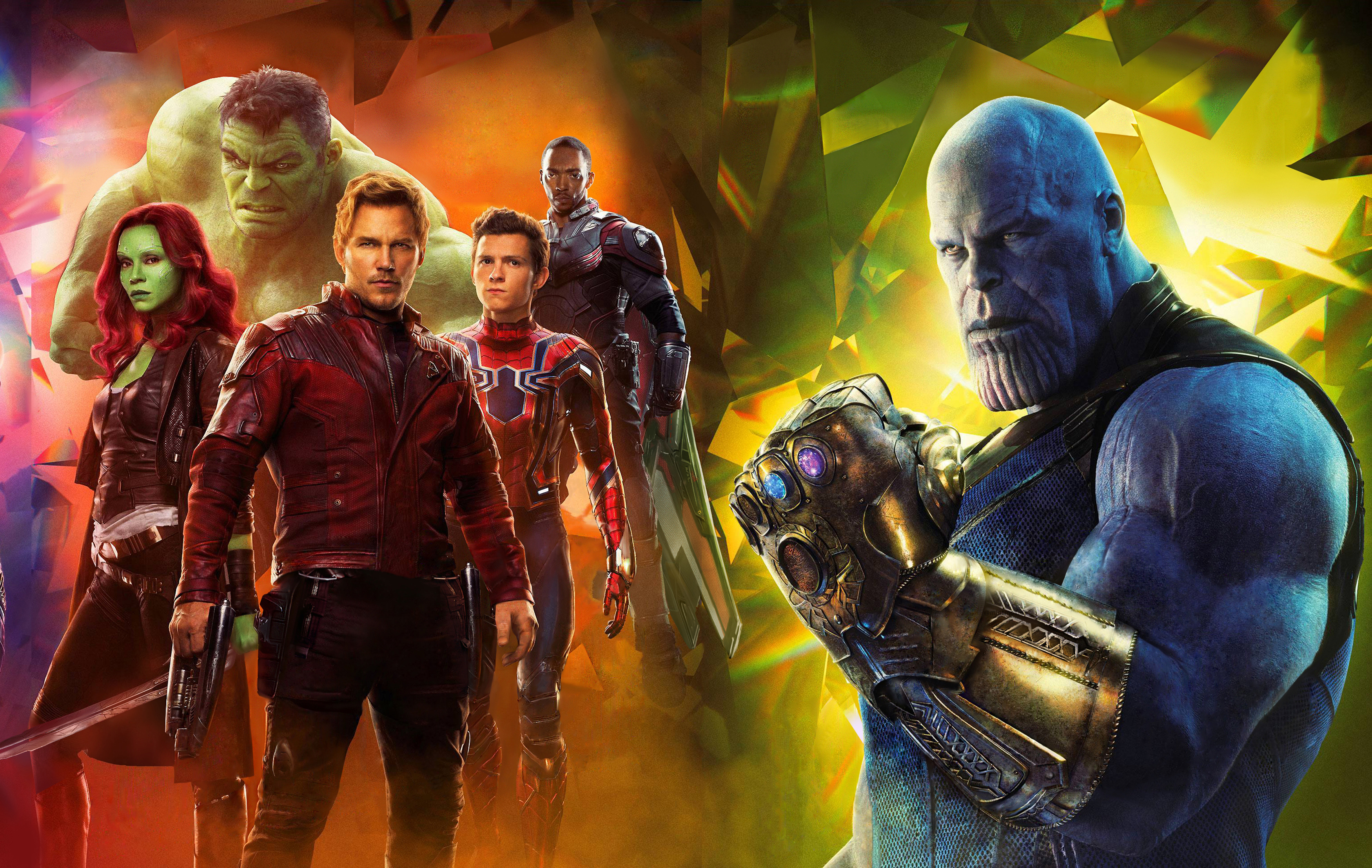 Handy-Wallpaper Hulk, Filme, Spider Man, Die Rächer, Falke (Marvel Comics), Sternenherr, Gamora, Thanos, Avengers: Infinity War kostenlos herunterladen.