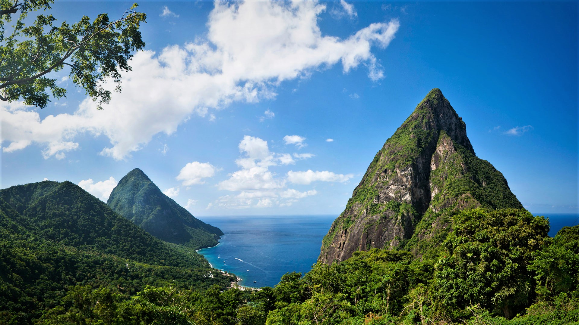 Download mobile wallpaper Mountains, Sea, Horizon, Mountain, Ocean, Earth, St Lucia for free.