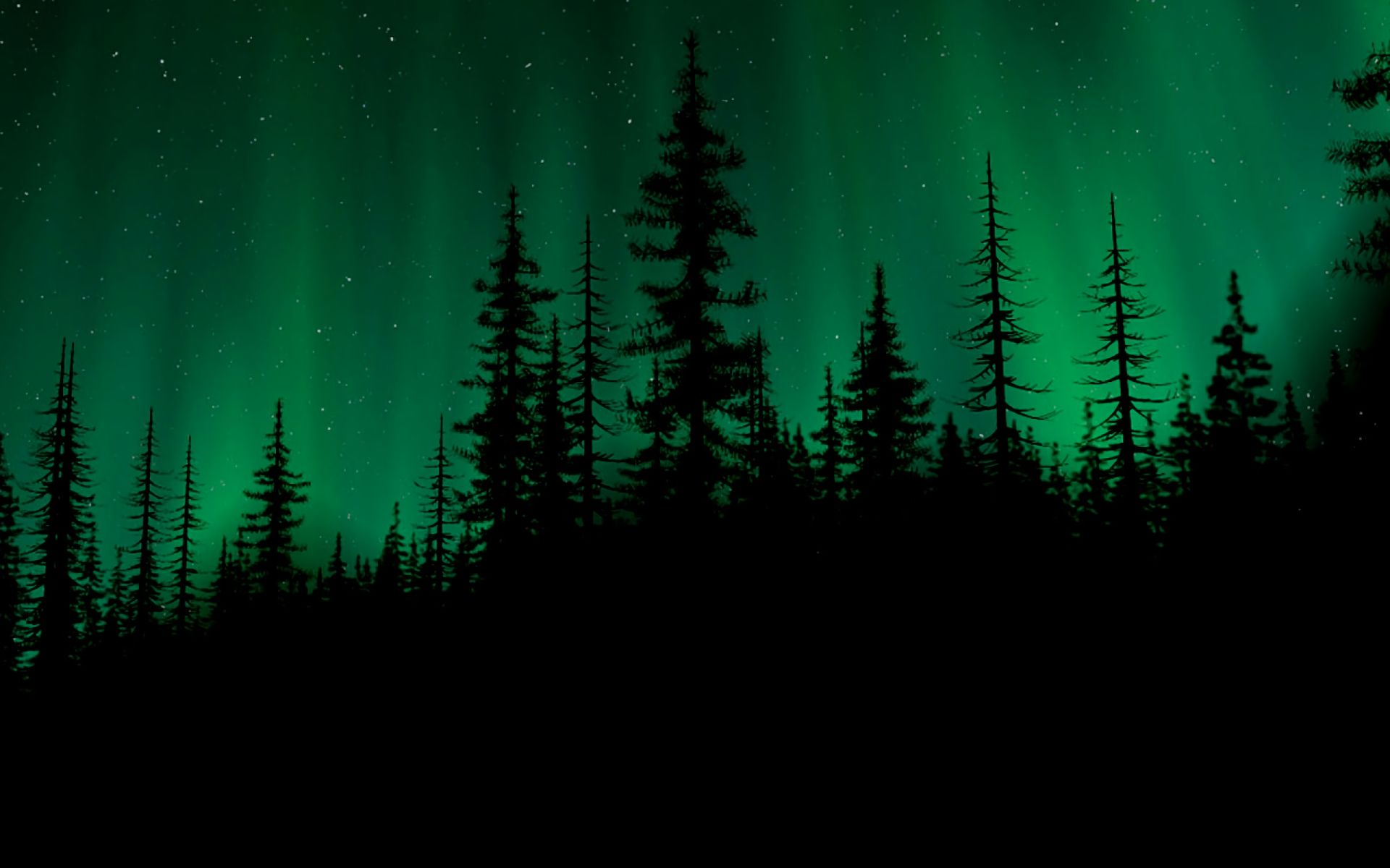 Download mobile wallpaper Sky, Light, Silhouette, Forest, Tree, Earth, Aurora Borealis for free.