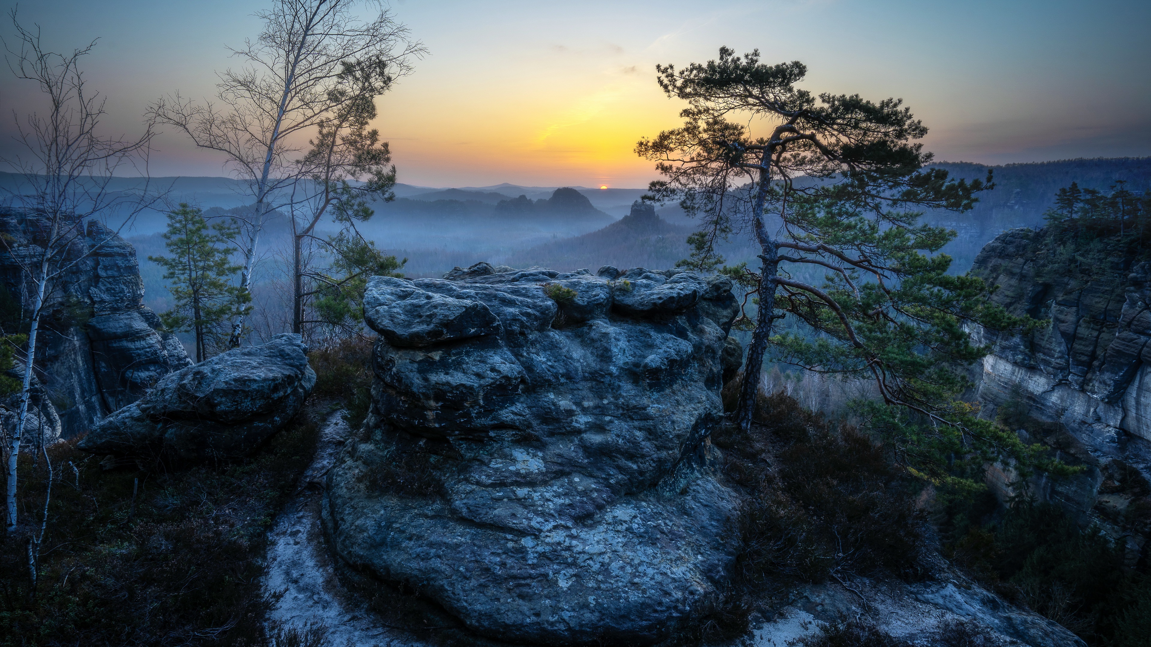 Laden Sie das Nebel, Gebirge, Sonnenuntergang, Berge, Erde/natur-Bild kostenlos auf Ihren PC-Desktop herunter