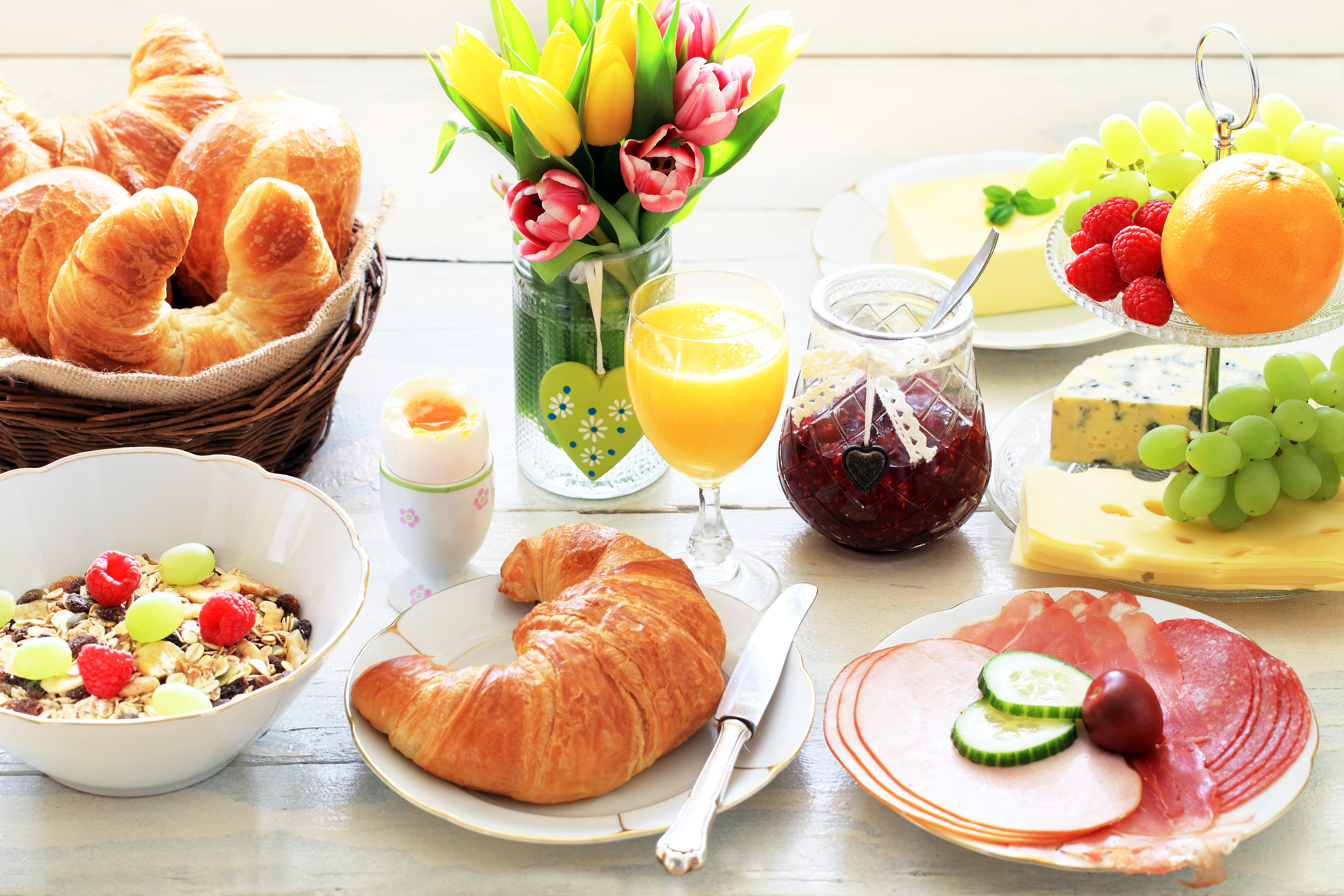 Download mobile wallpaper Food, Still Life, Fruit, Breakfast, Croissant for free.