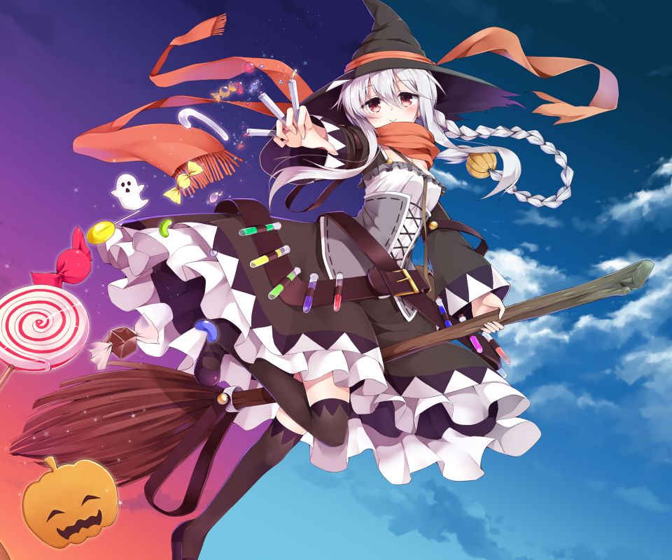 Handy-Wallpaper Halloween, Hexe, Animes kostenlos herunterladen.